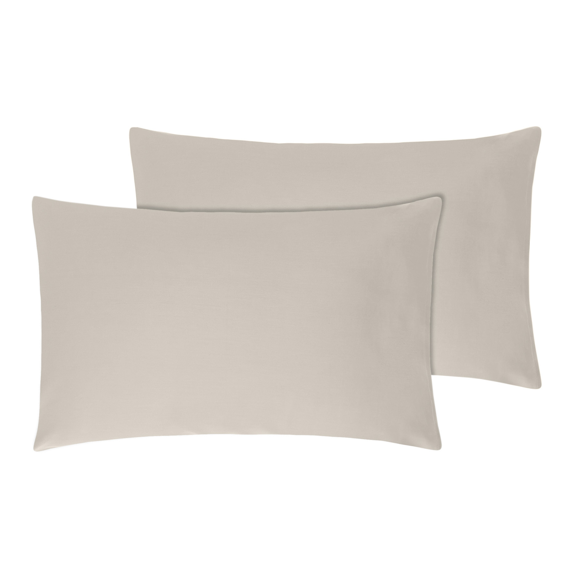Zefiro 2-pack pillowcases in 100% cotton satin, Dark Beige, large image number 0
