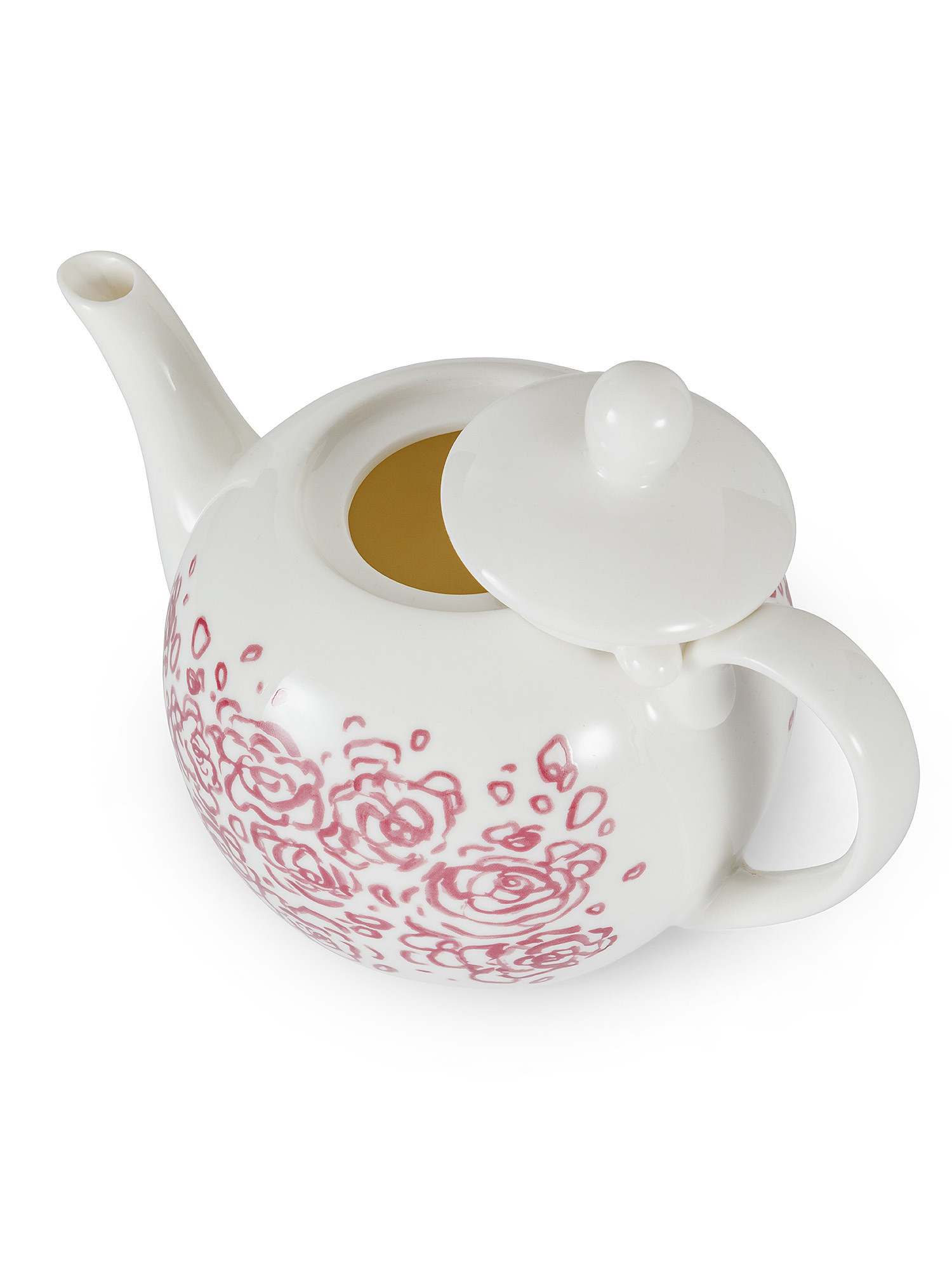 New bone china teapot with roses decoration, White, large image number 1