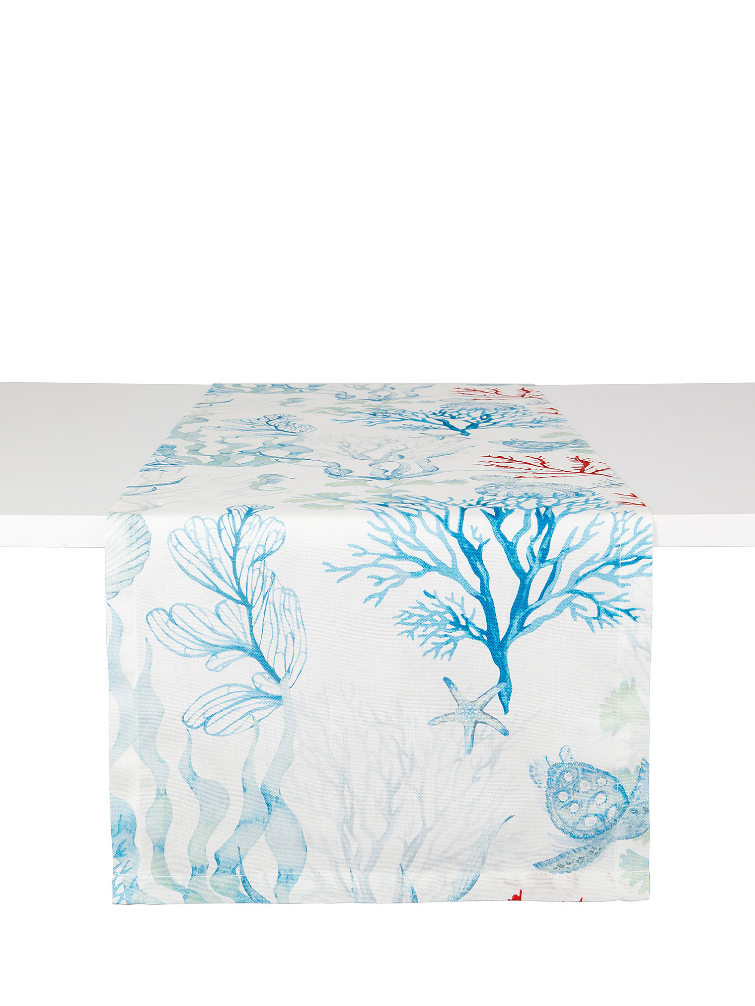 100% cotton table runner with marine print, White, large image number 0