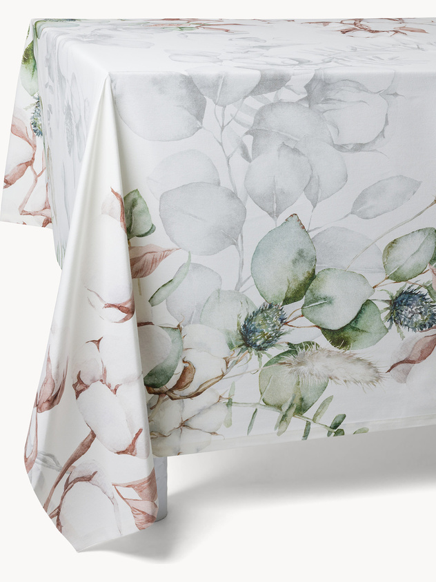 Cotton drill tablecloth Cotton flowers by Tessitura Randi