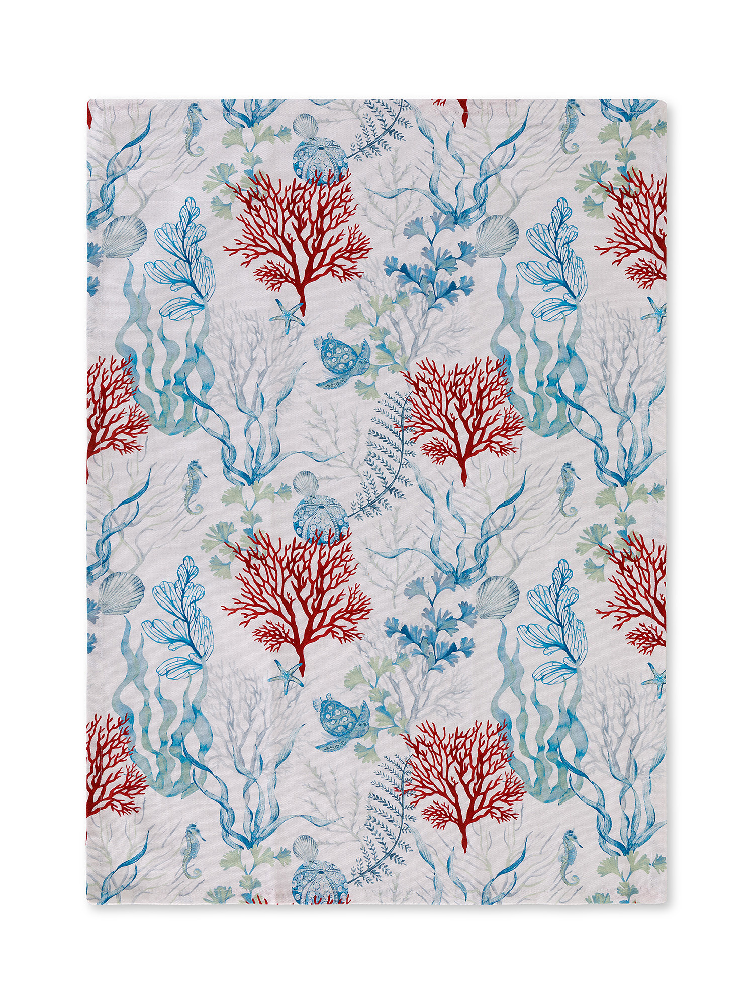 Set of 3 tea towels in 100% cotton with marine print, Light Blue, large image number 1