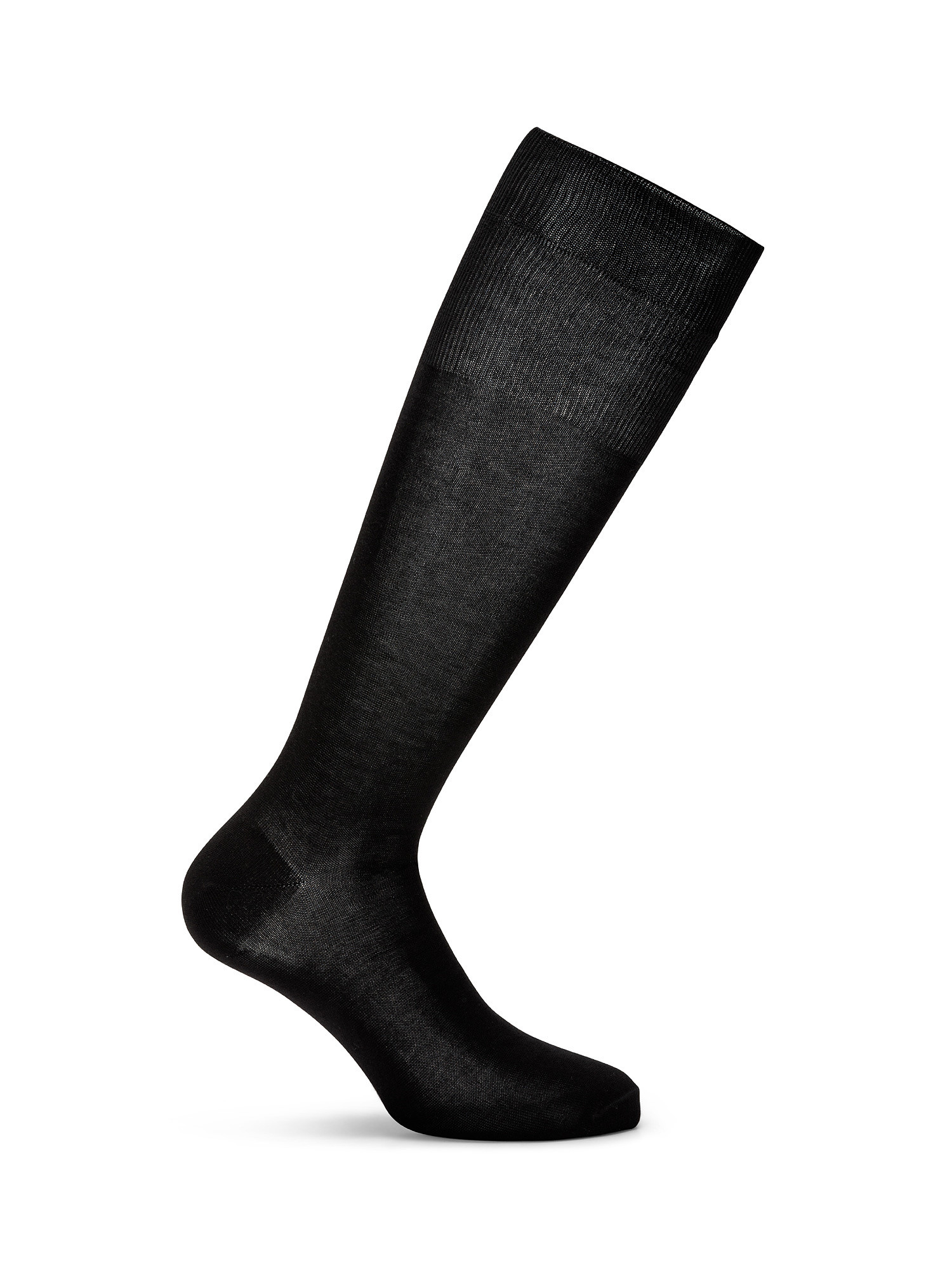 Set of 2 solid color supima cotton long socks, Black, large image number 1