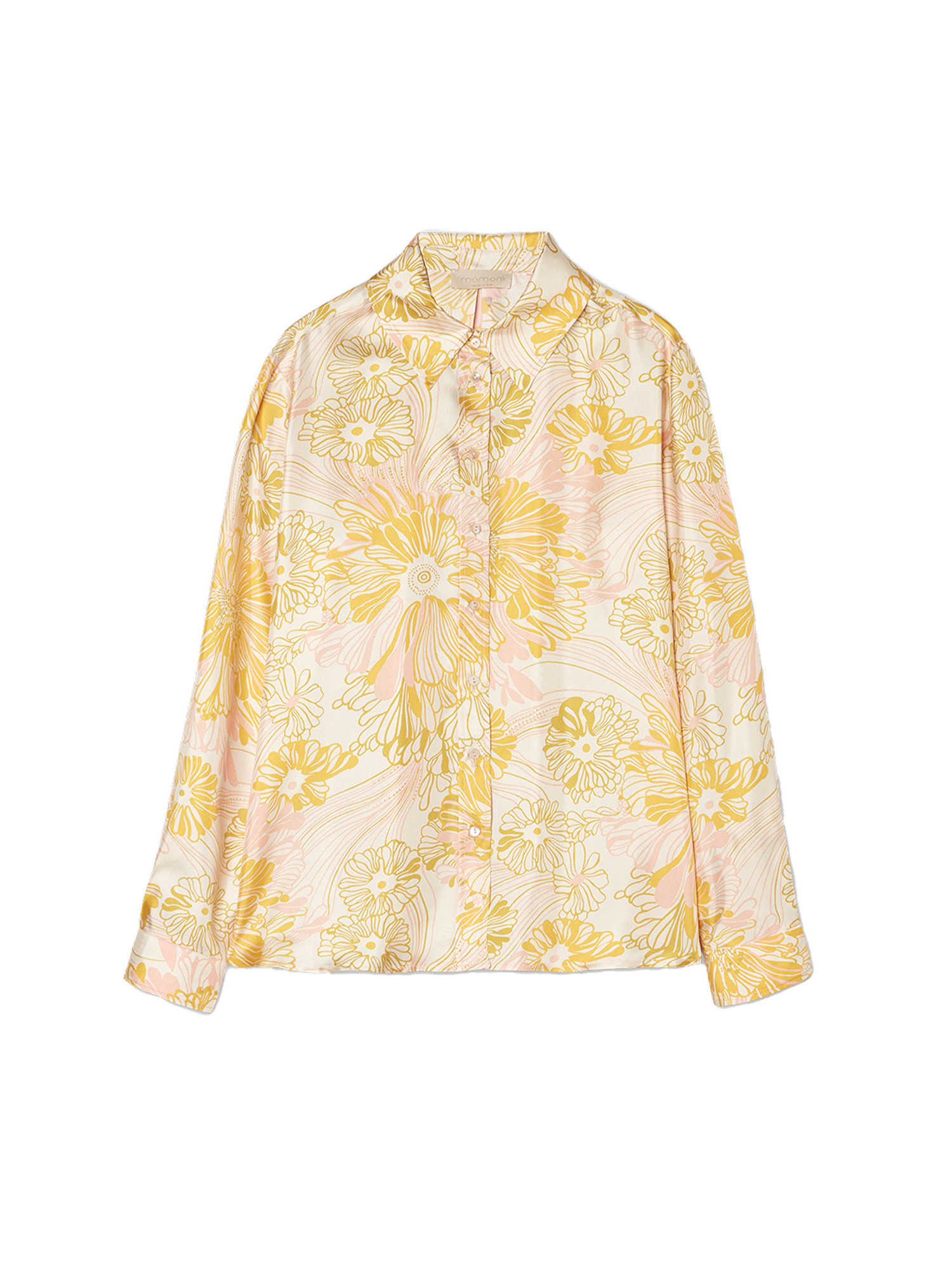 Momonì - Arles shirt in printed silk twill, Light Yellow, large image number 0