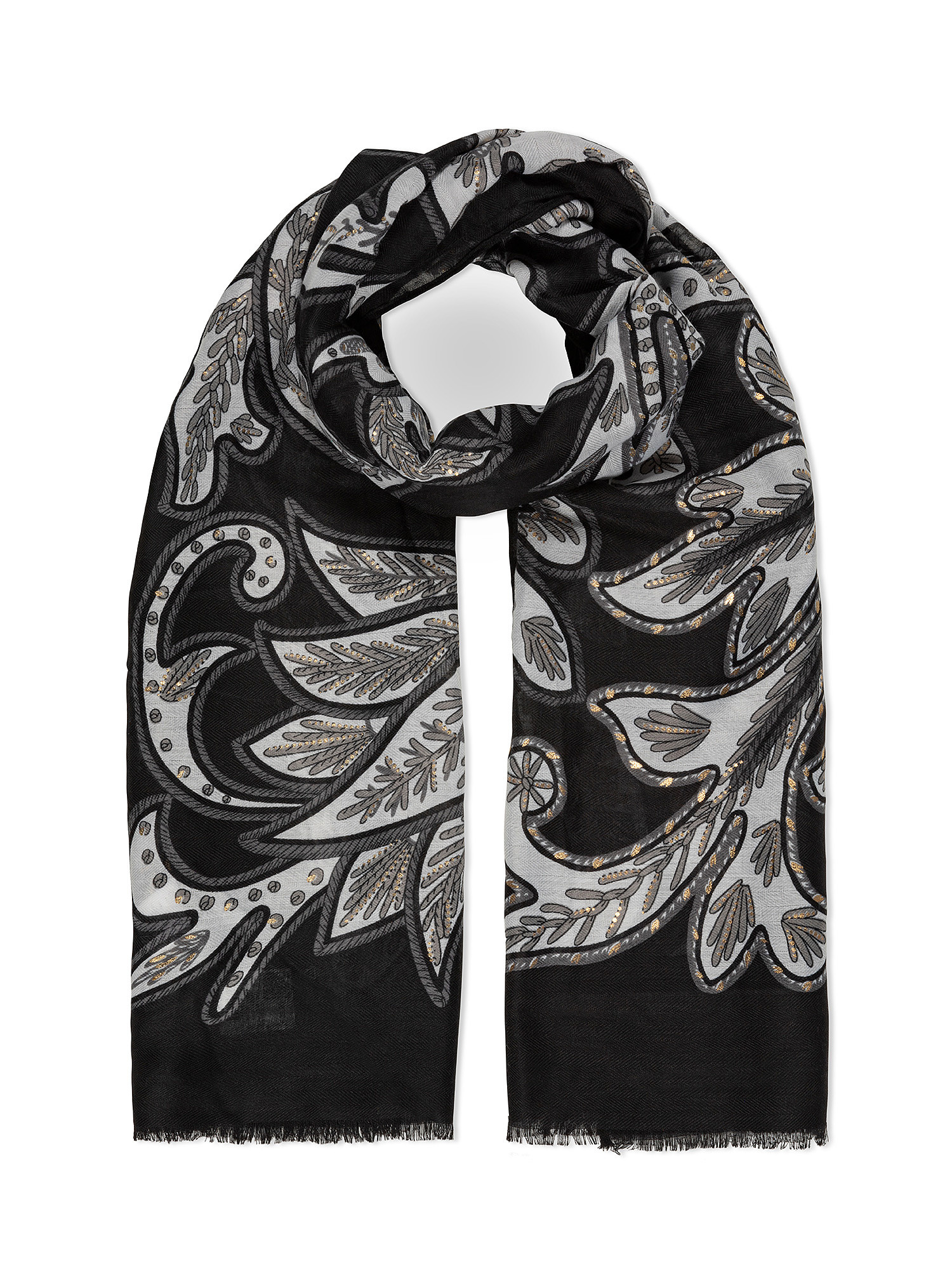 Koan - Scarf with floral print, Grey, large image number 0