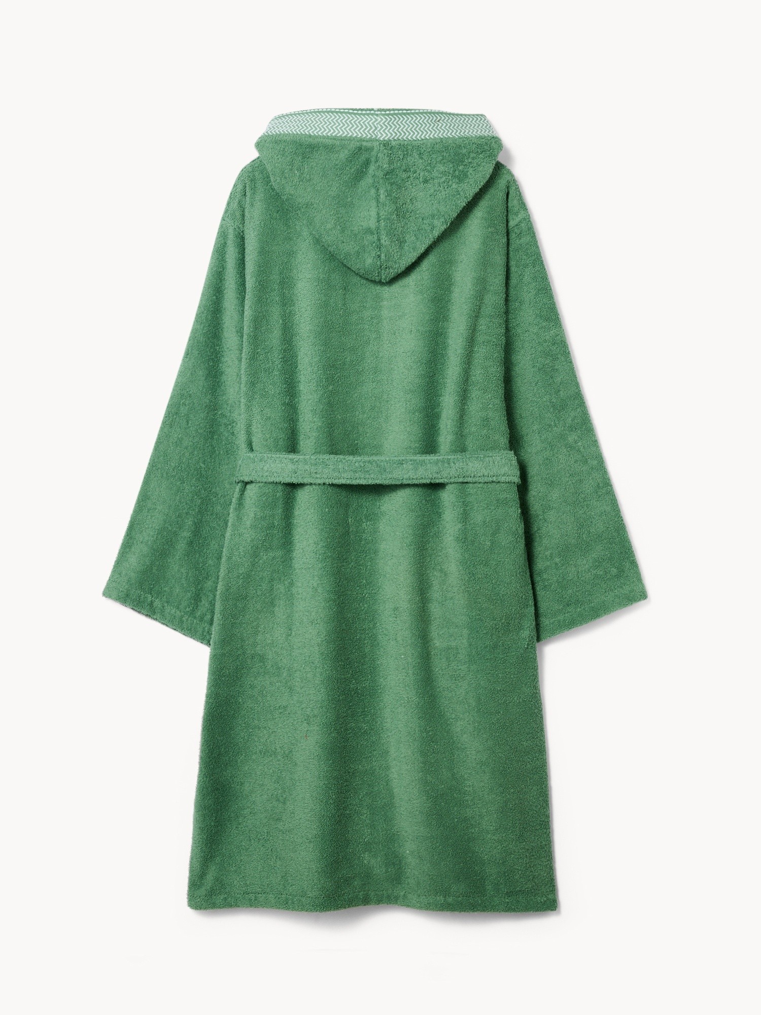 Accappatoio in spugna di puro cotone bordo jacquard, Verde, large image number 1