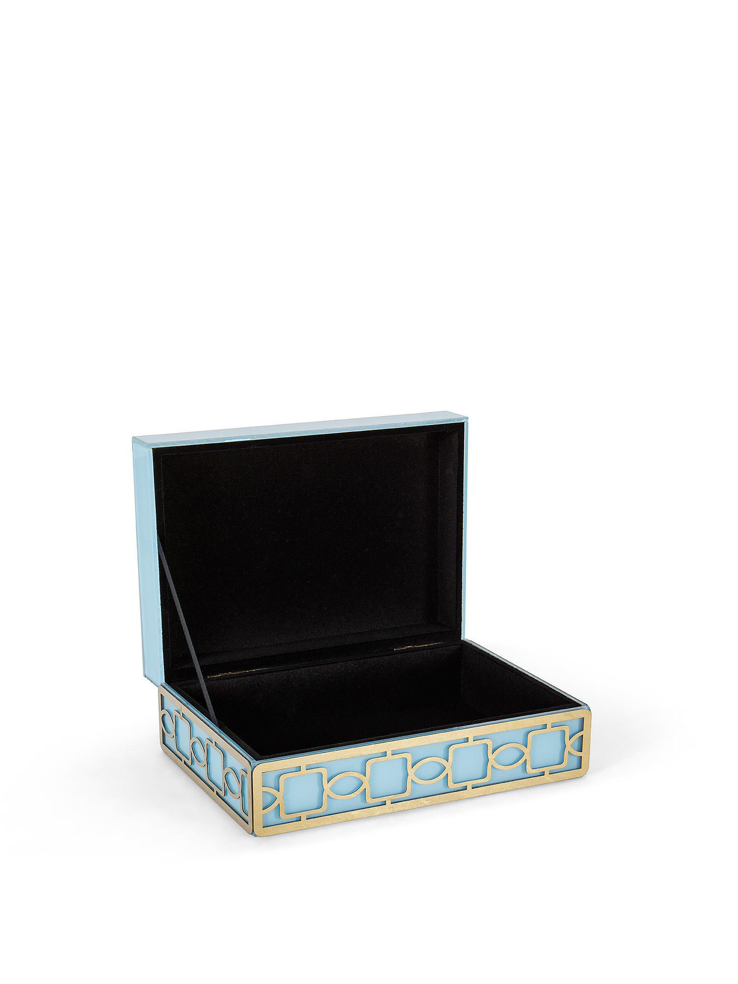 Colored glass jewelry box with decorations, Light Blue, large image number 1