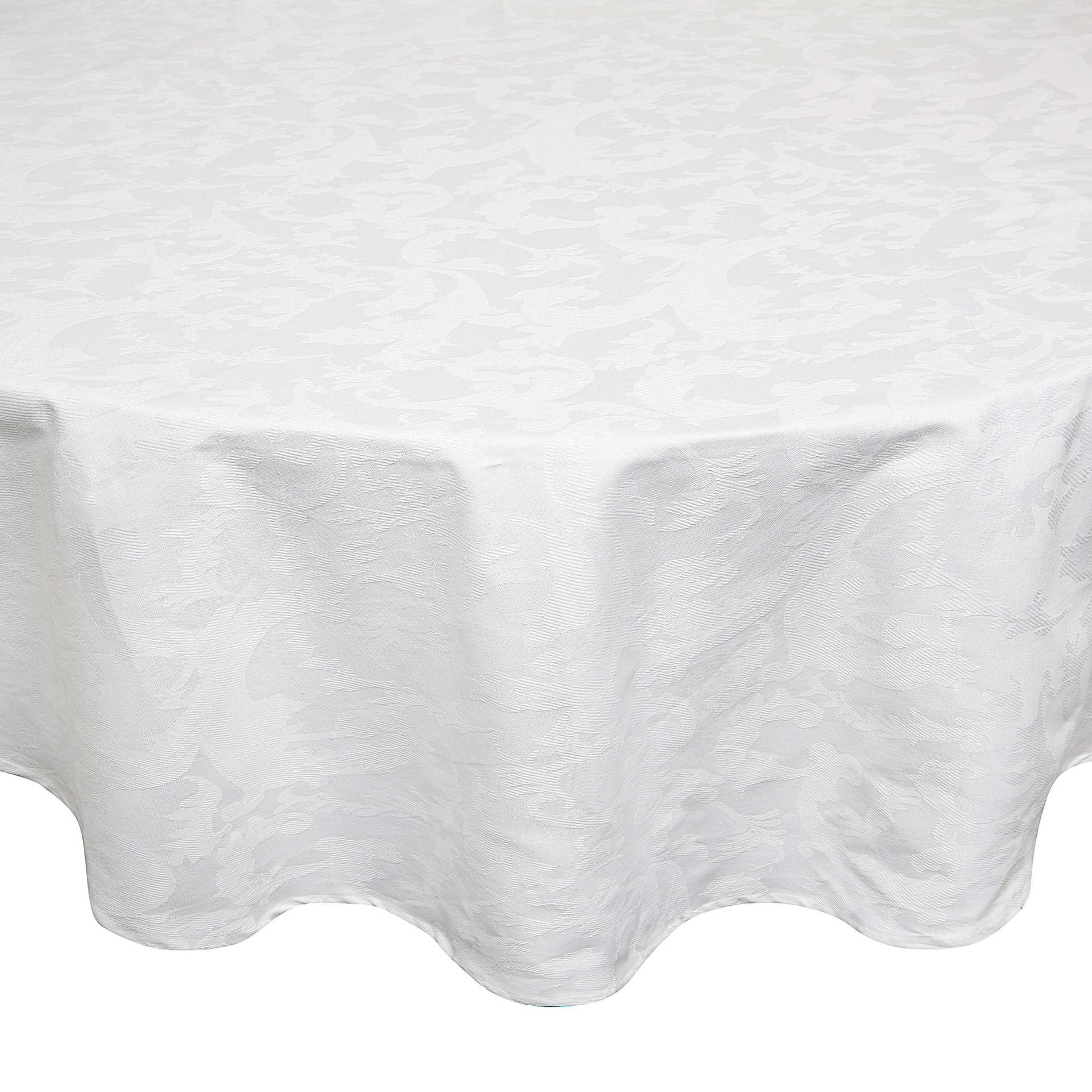 Round tablecloth in Egyptian cotton jacquard, White, large image number 0