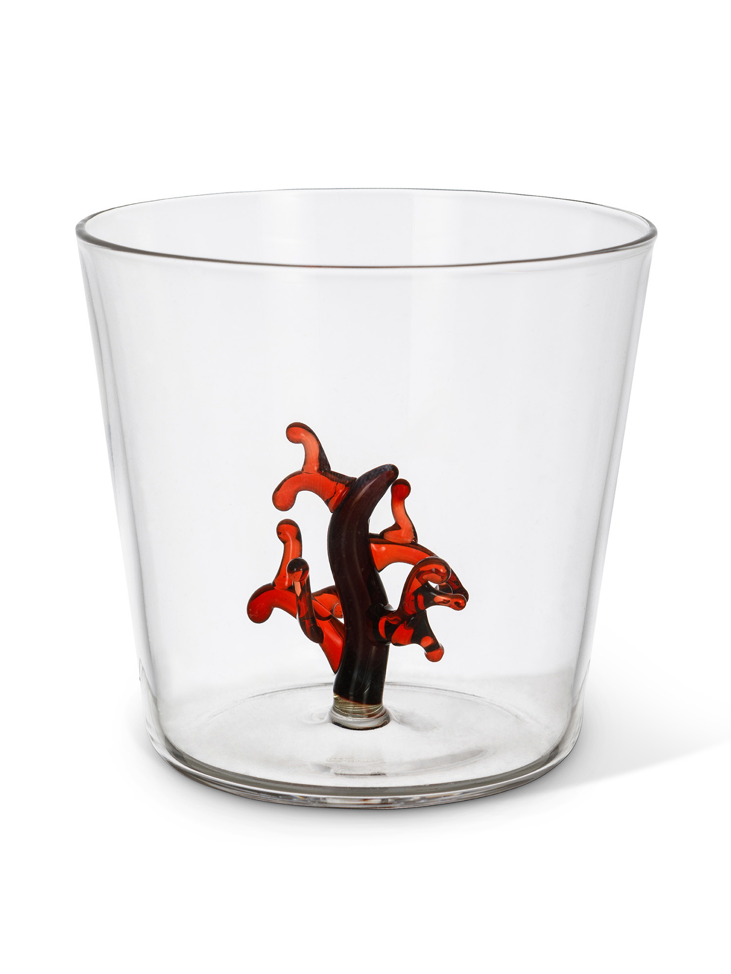 Bicchiere in vetro dettaglio corallo, Trasparente, large image number 1