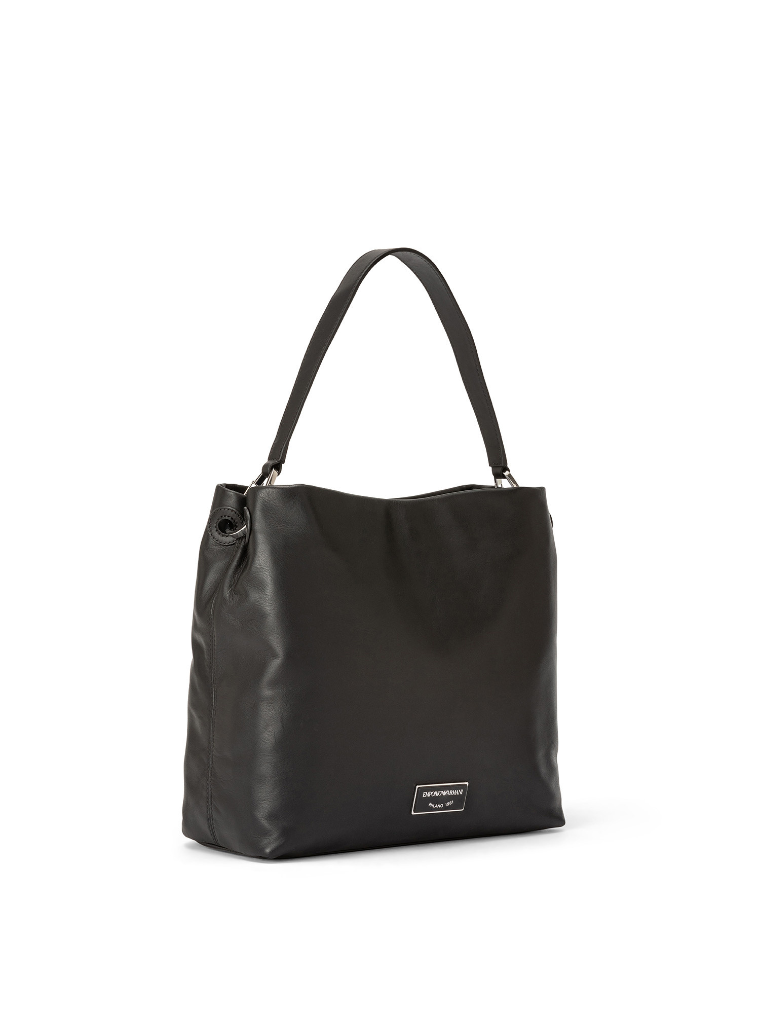 Emporio Armani - Leather shoulder bag with logo, Black, large image number 1