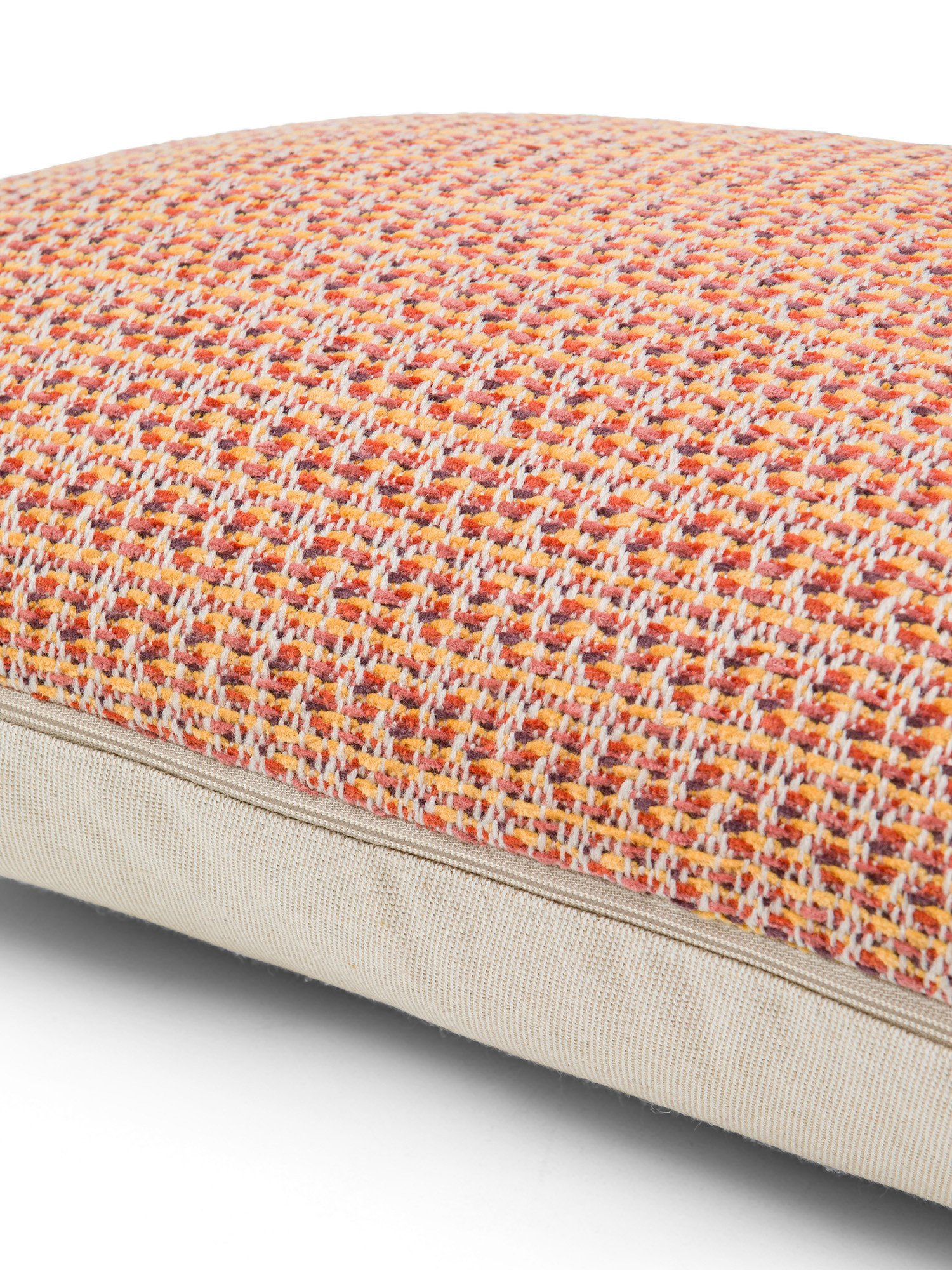 Jacquard knitted cushion with fringes 35X55cm, Orange, large image number 2