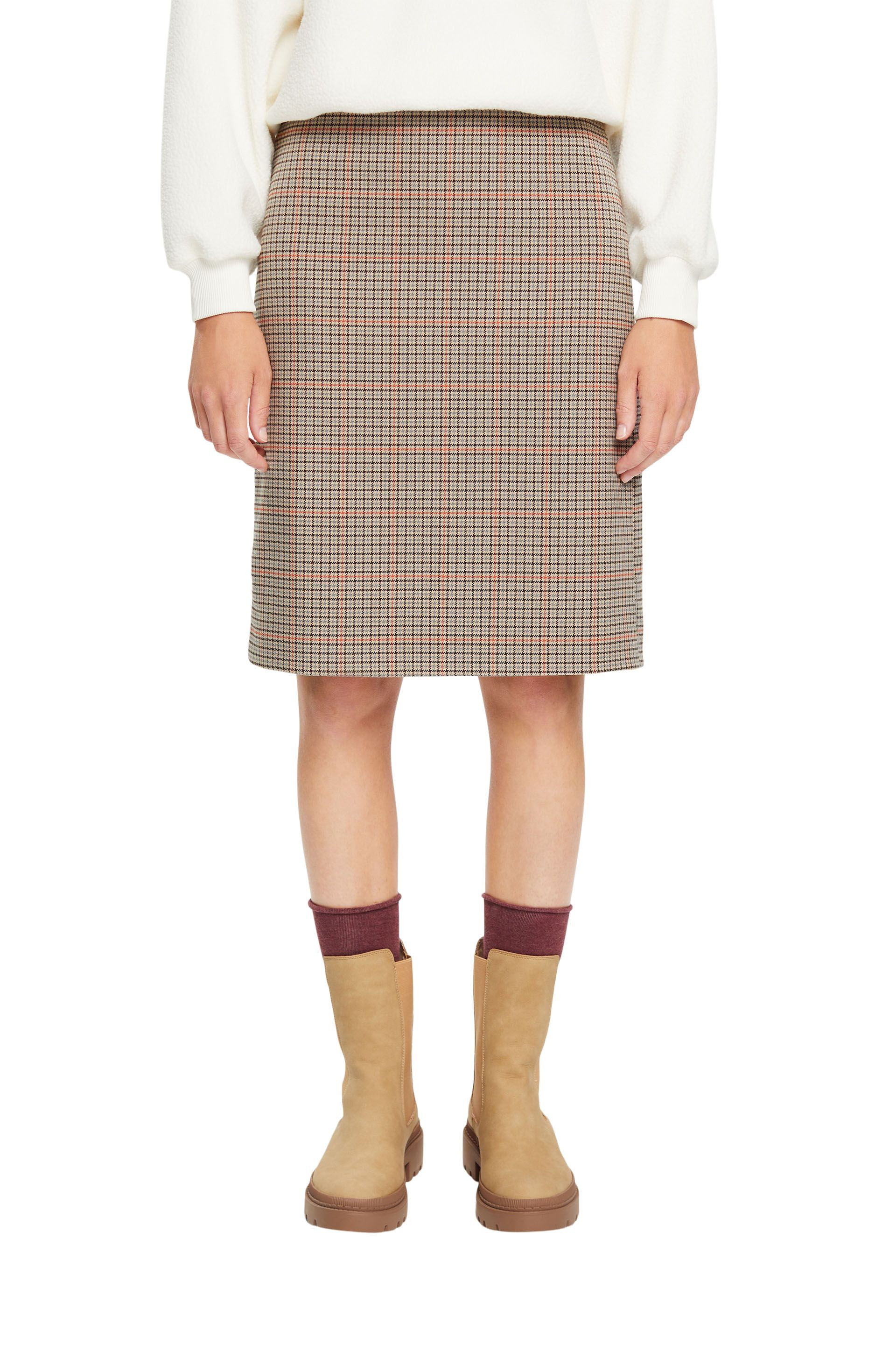 Midi skirt with a check pattern, Beige, large image number 2