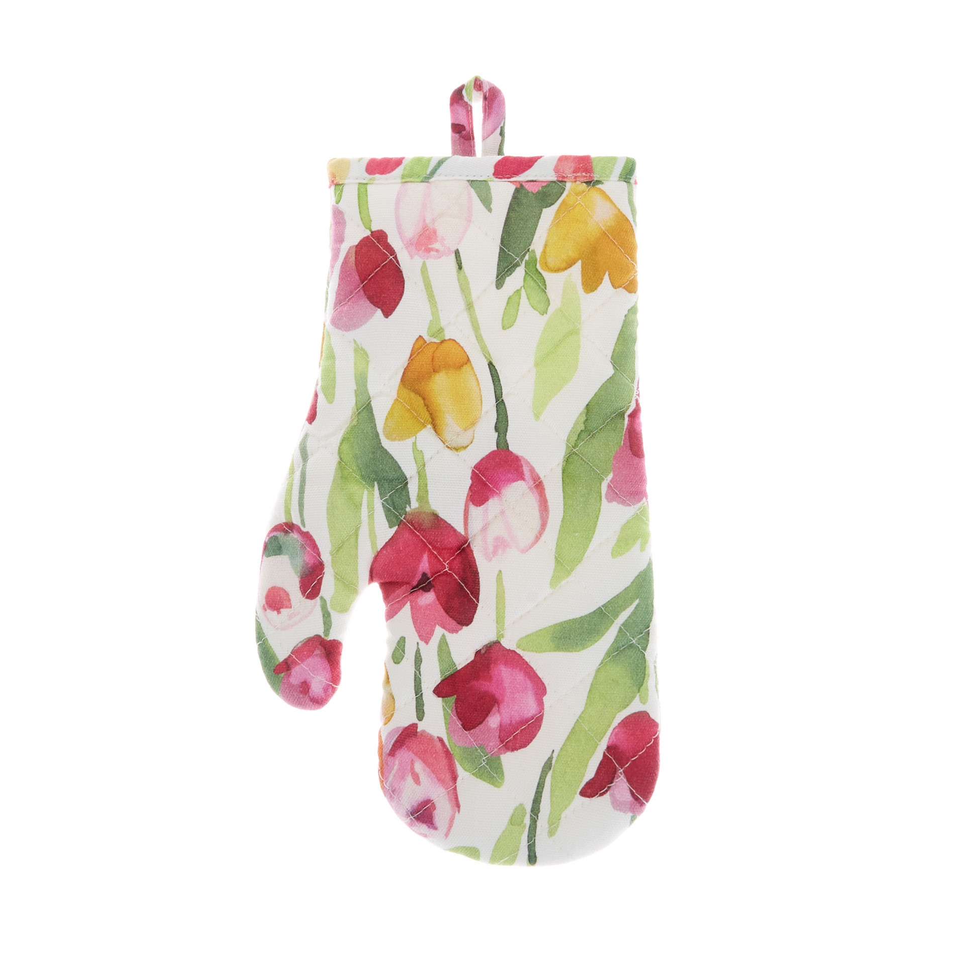 Oven mitt in 100% cotton with tulip print, Multicolor, large image number 0
