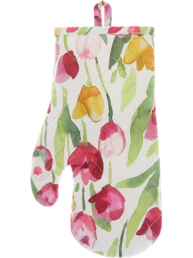 Oven mitt in 100% cotton with tulip print