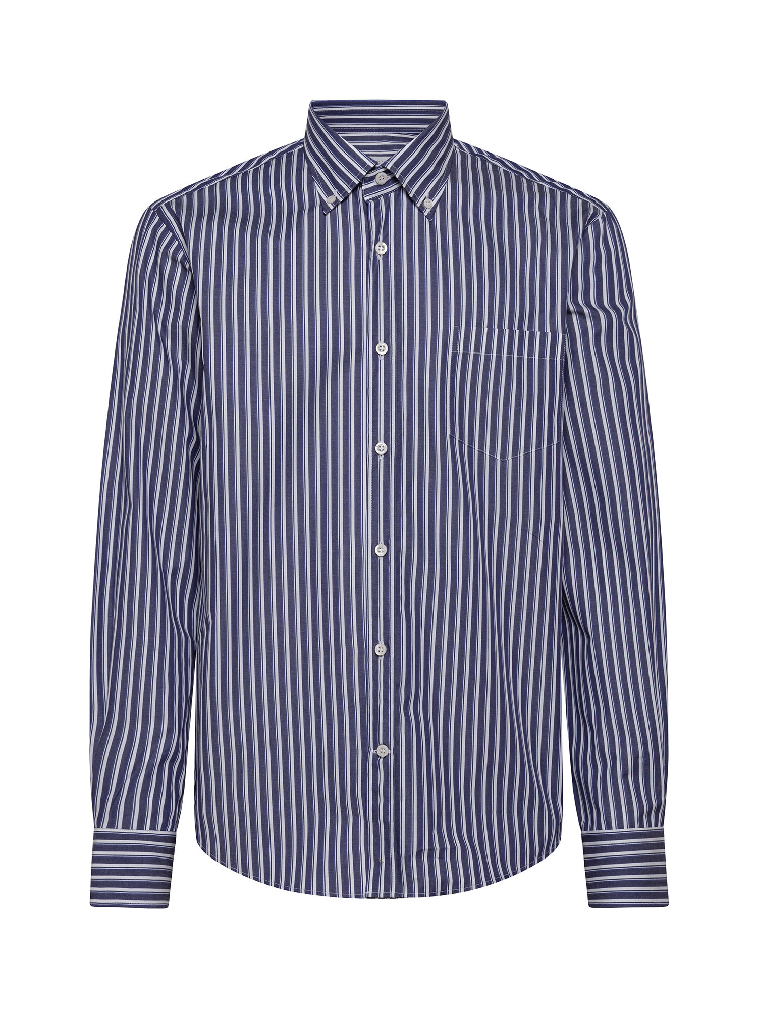 Luca D'Altieri - Tailor fit striped shirt in pure cotton, Blue, large image number 1