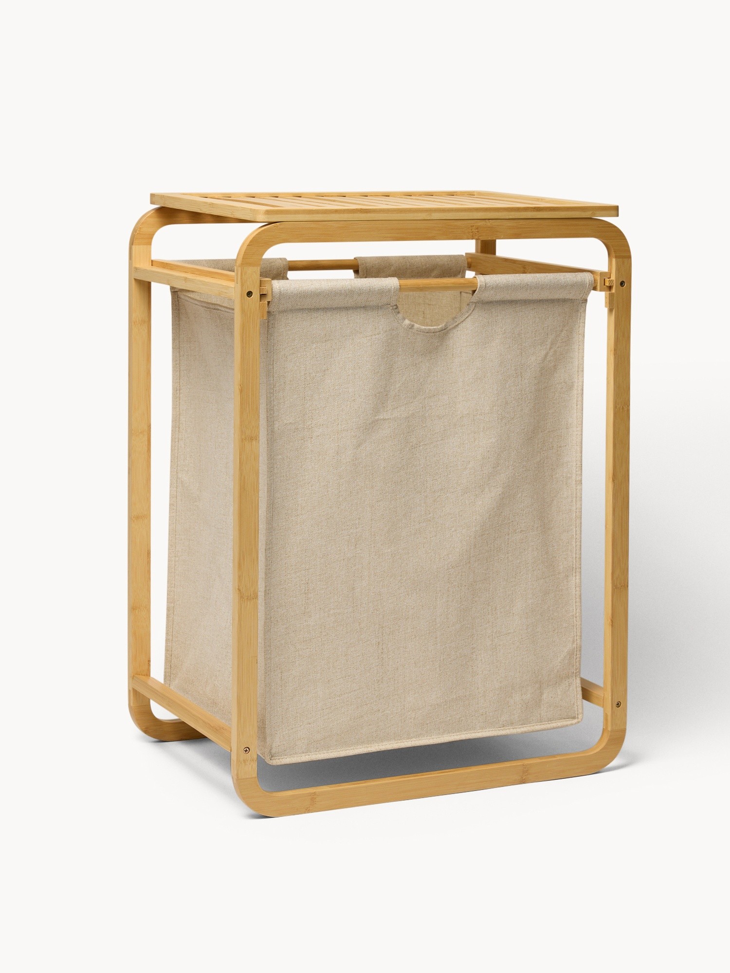 Cesta da biancheria in bamboo, Beige, large image number 0