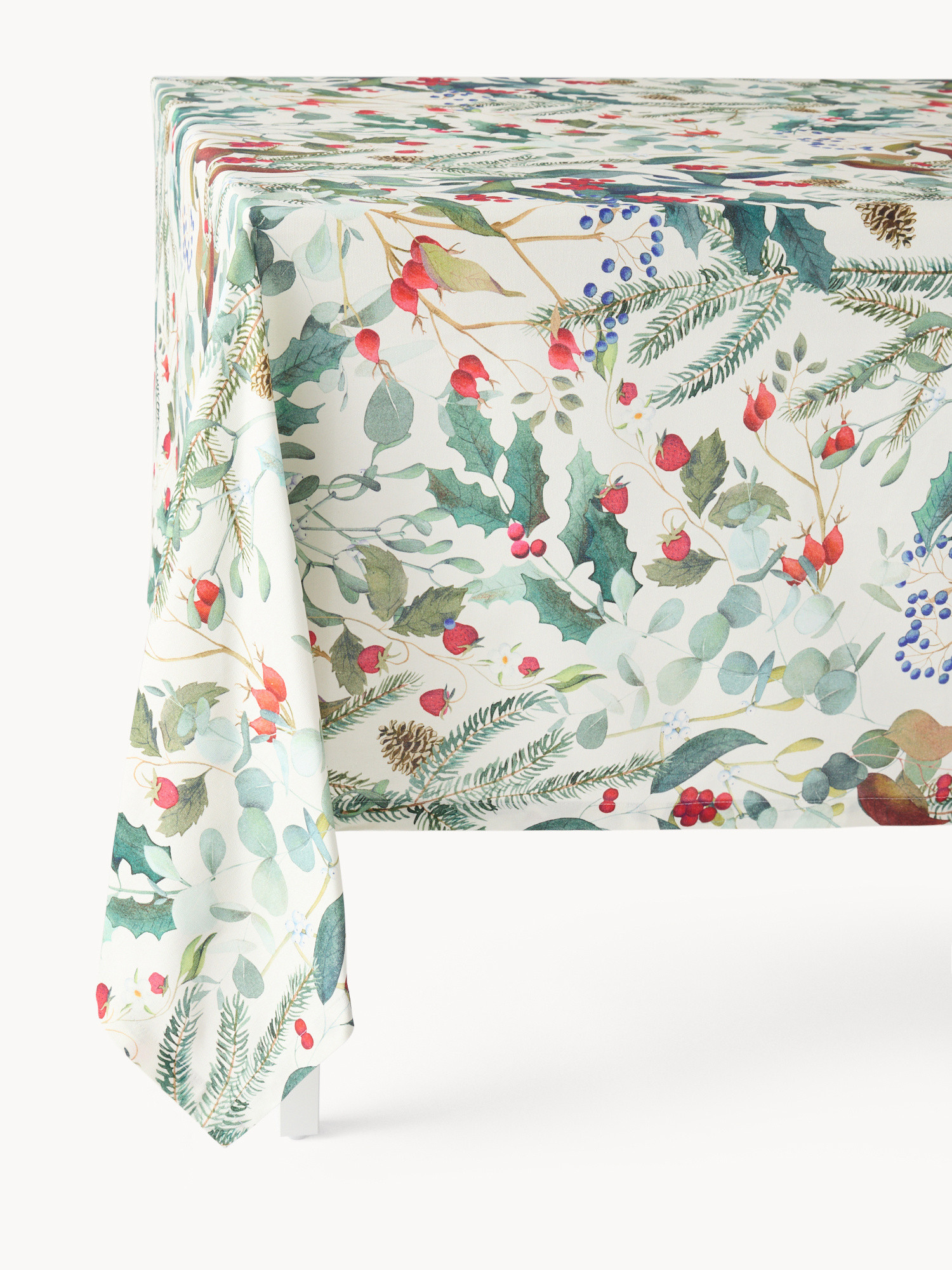 Water-repellent cotton panama tablecloth with berry print, Multicolor, large image number 0