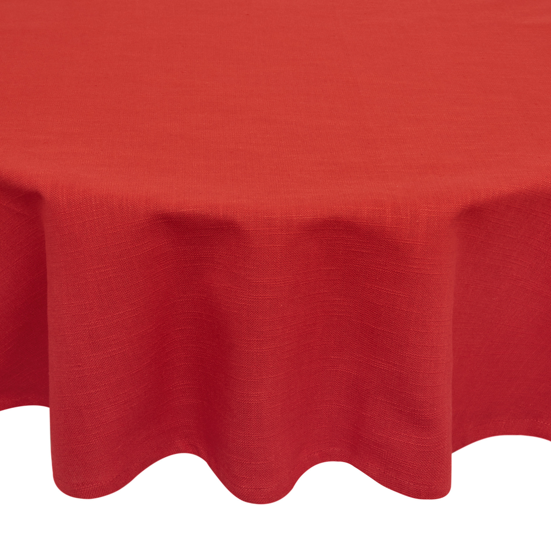 Round solid colour tablecloth in 100% iridescent cotton, Red, large image number 0