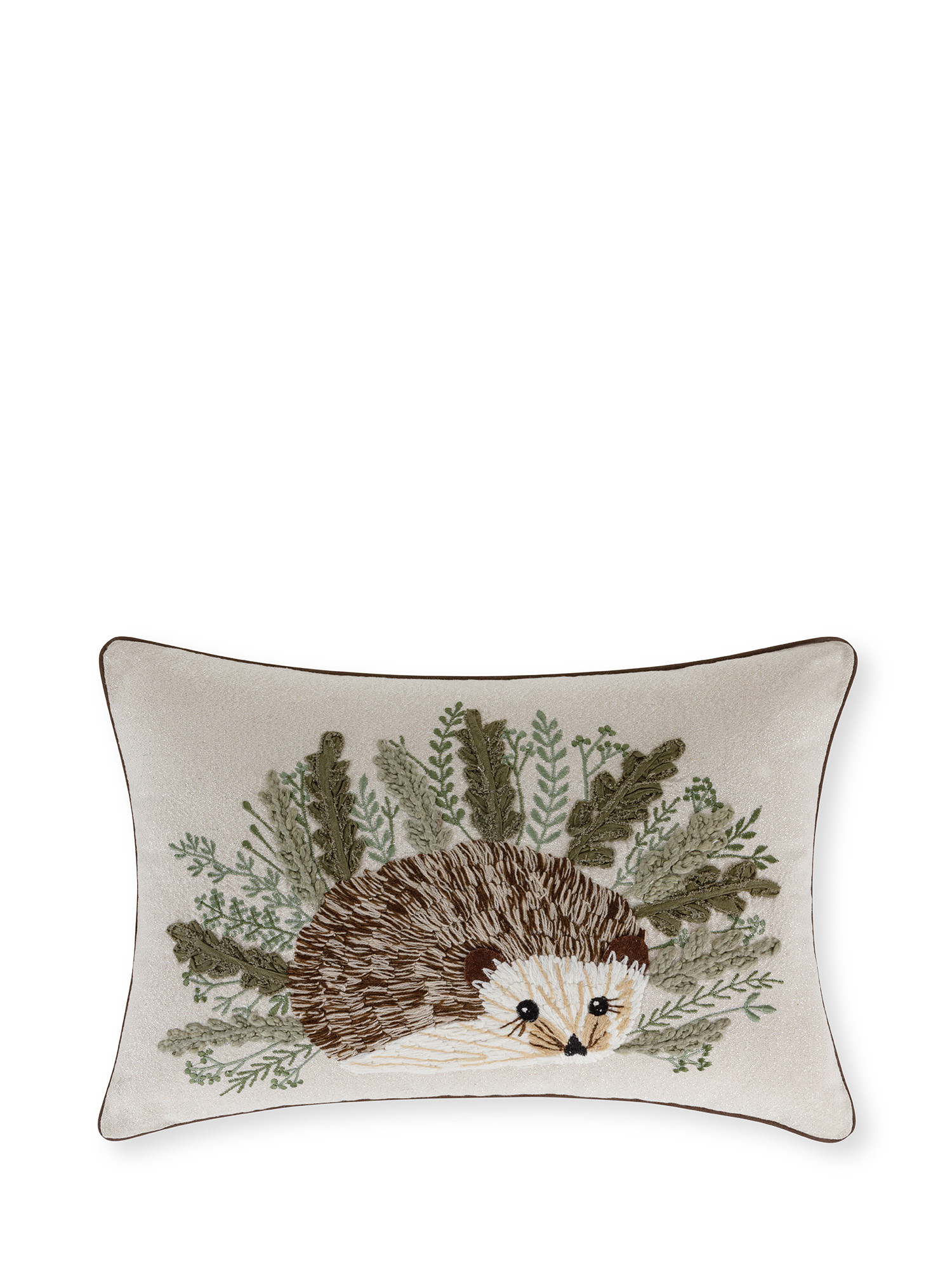 Hedgehog embroidered cushion 35x50 cm, Multicolor, large image number 0