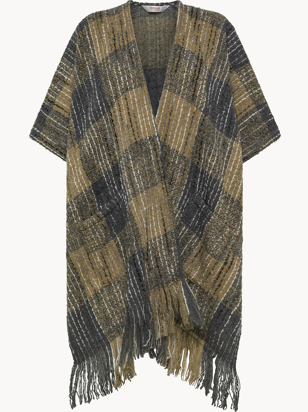 Tartan bouclé poncho