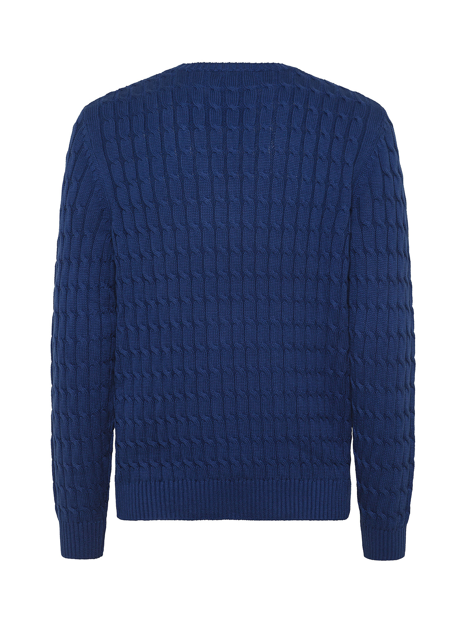 Luca D'Altieri - Crewneck sweater with pure cotton braids, Blue, large image number 1