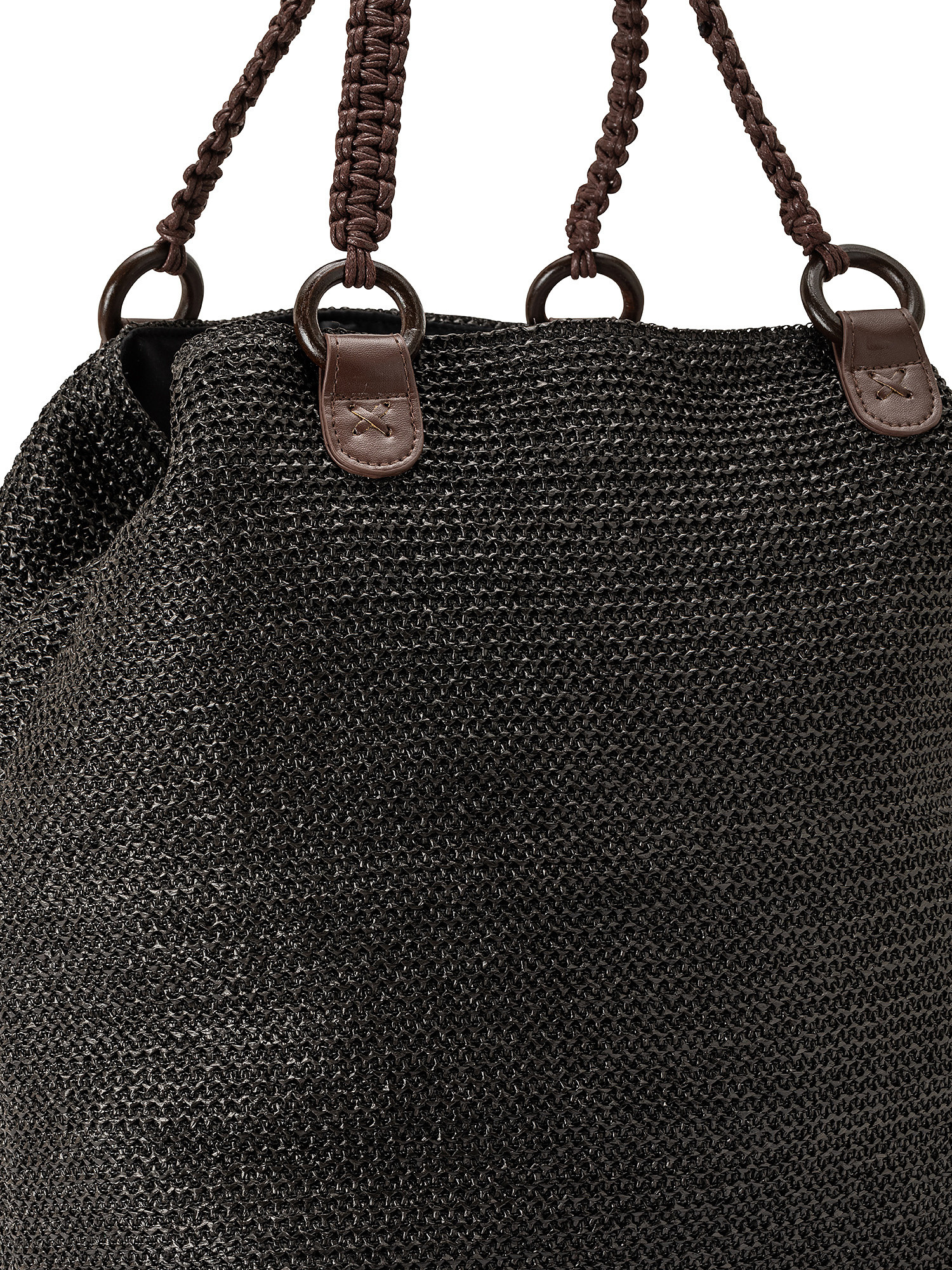 Straw-effect shopping bag, Black, large image number 2