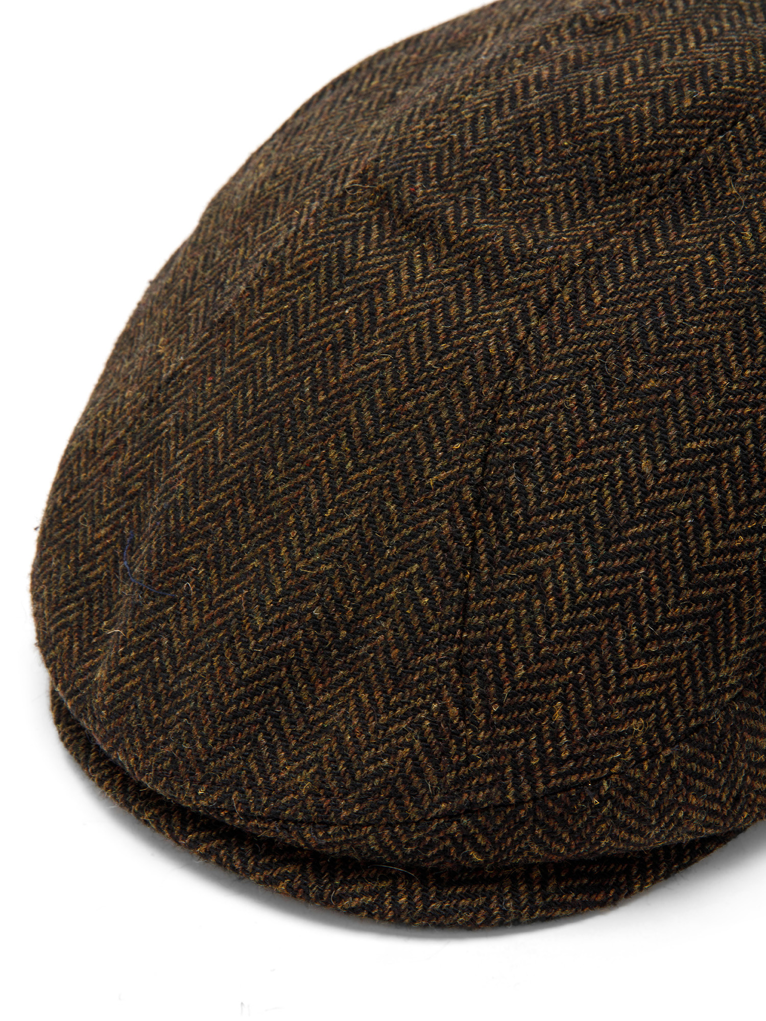 Luca D'Altieri - Flat cap in herringbone fabric, Brown, large image number 1