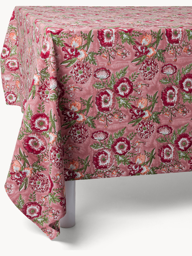 Pure cotton tablecloth with floral block print