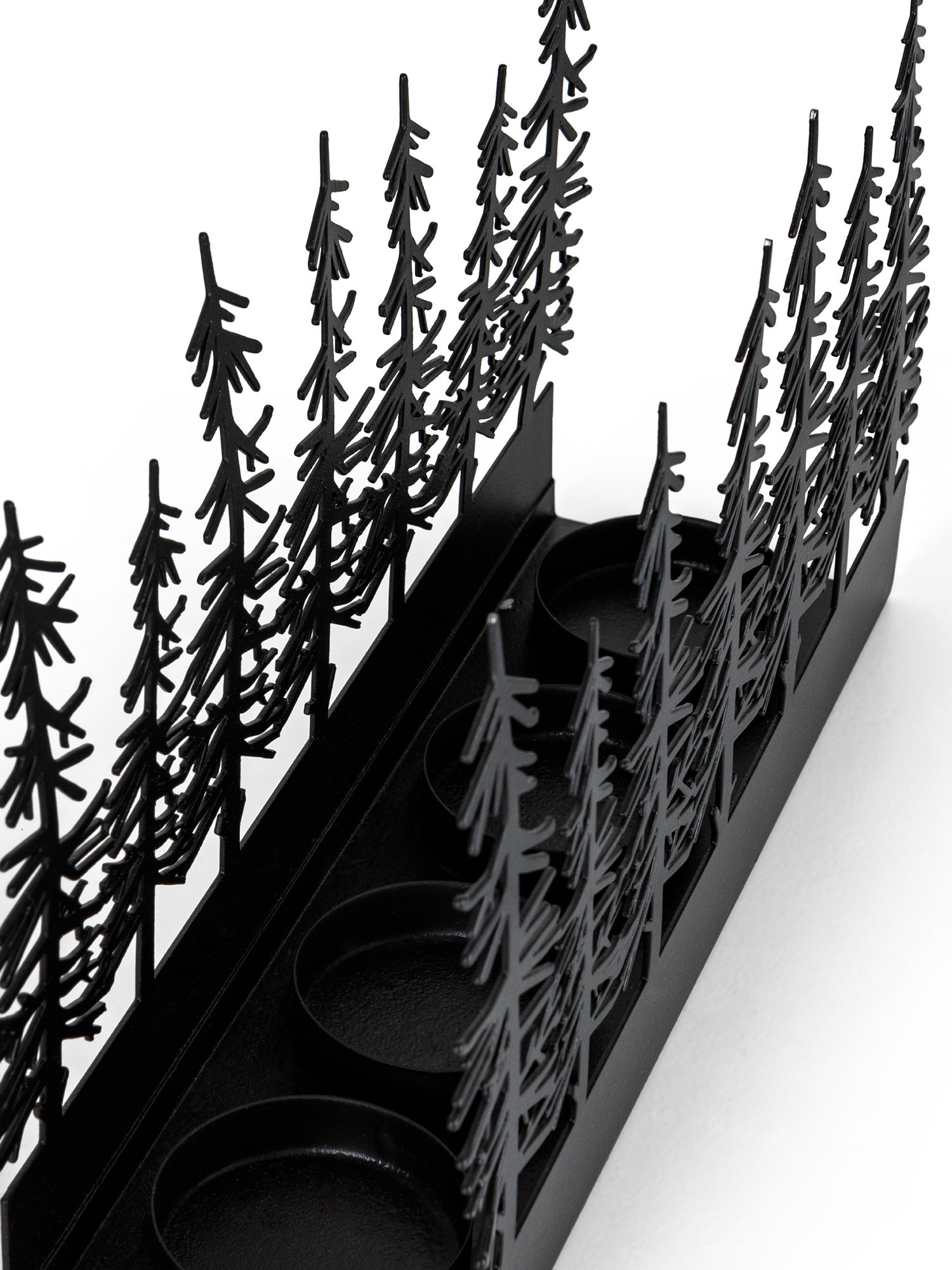 Candle holder with trees silhouettes, Black, large image number 1