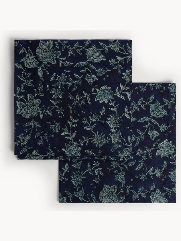 Set of 2 pure cotton block print napkins