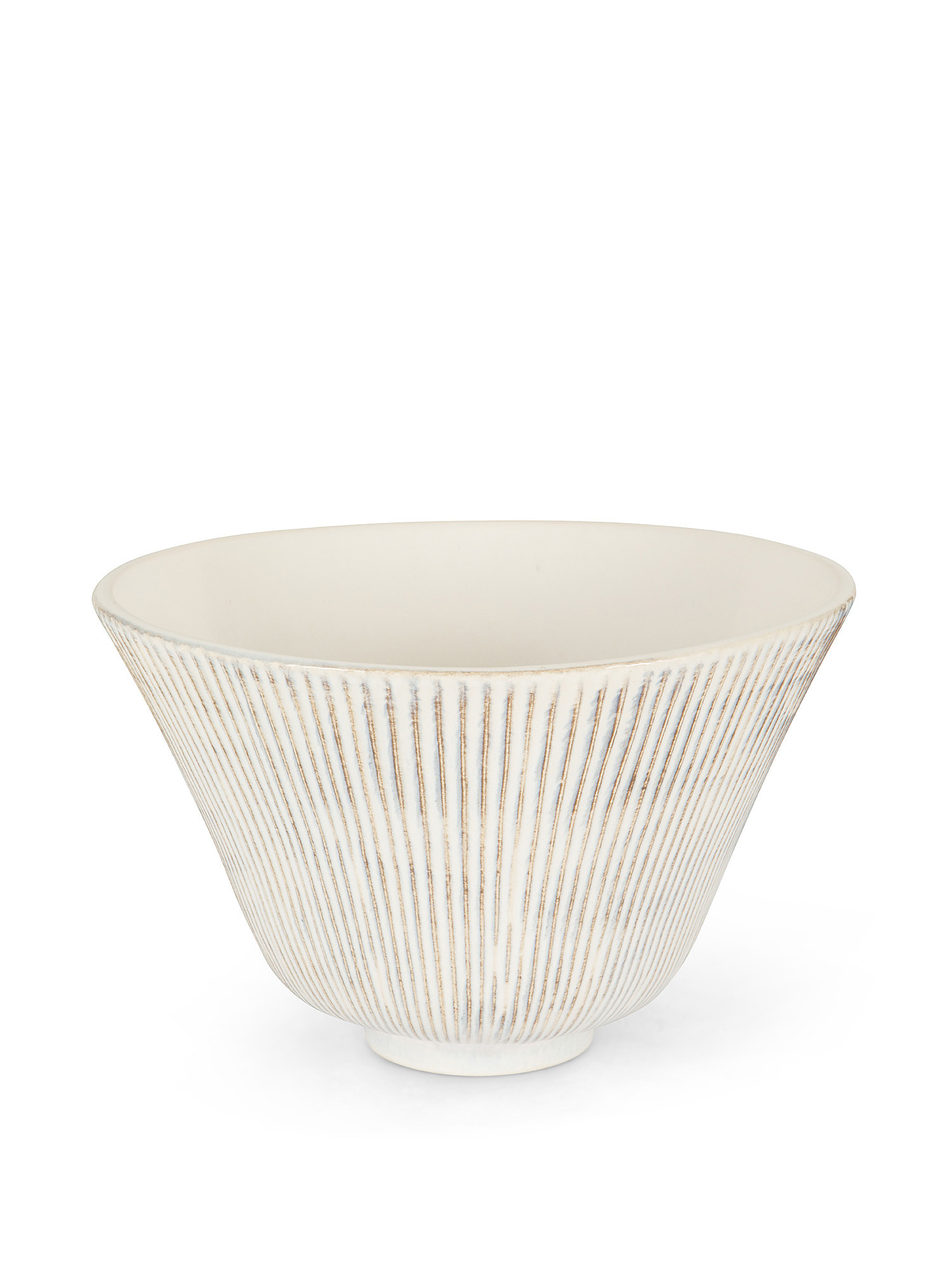 Coppa ceramica effetto rigato, Bianco, large