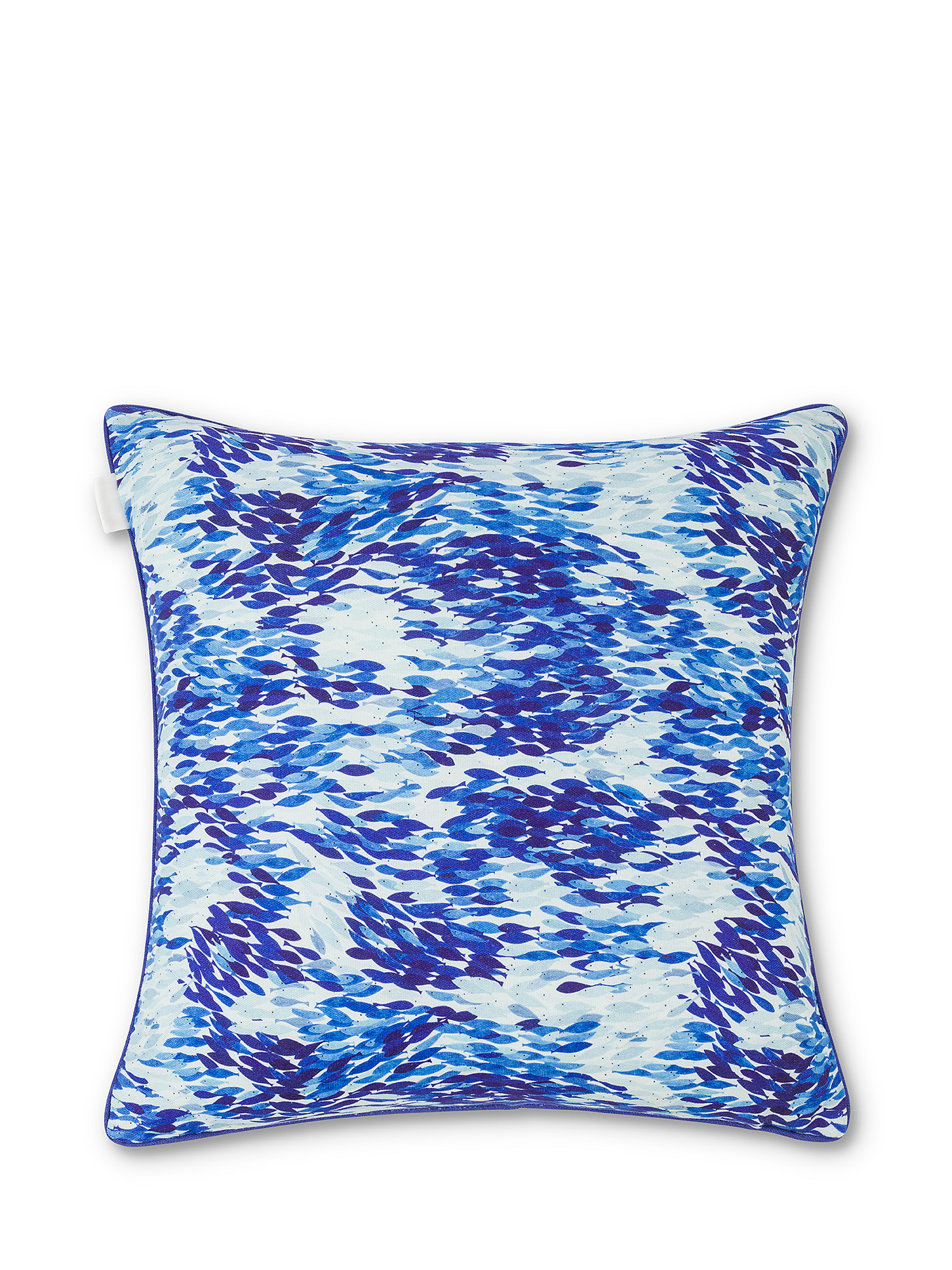 Cotton cushion with fish print 45x45cm, Light Blue, large image number 1