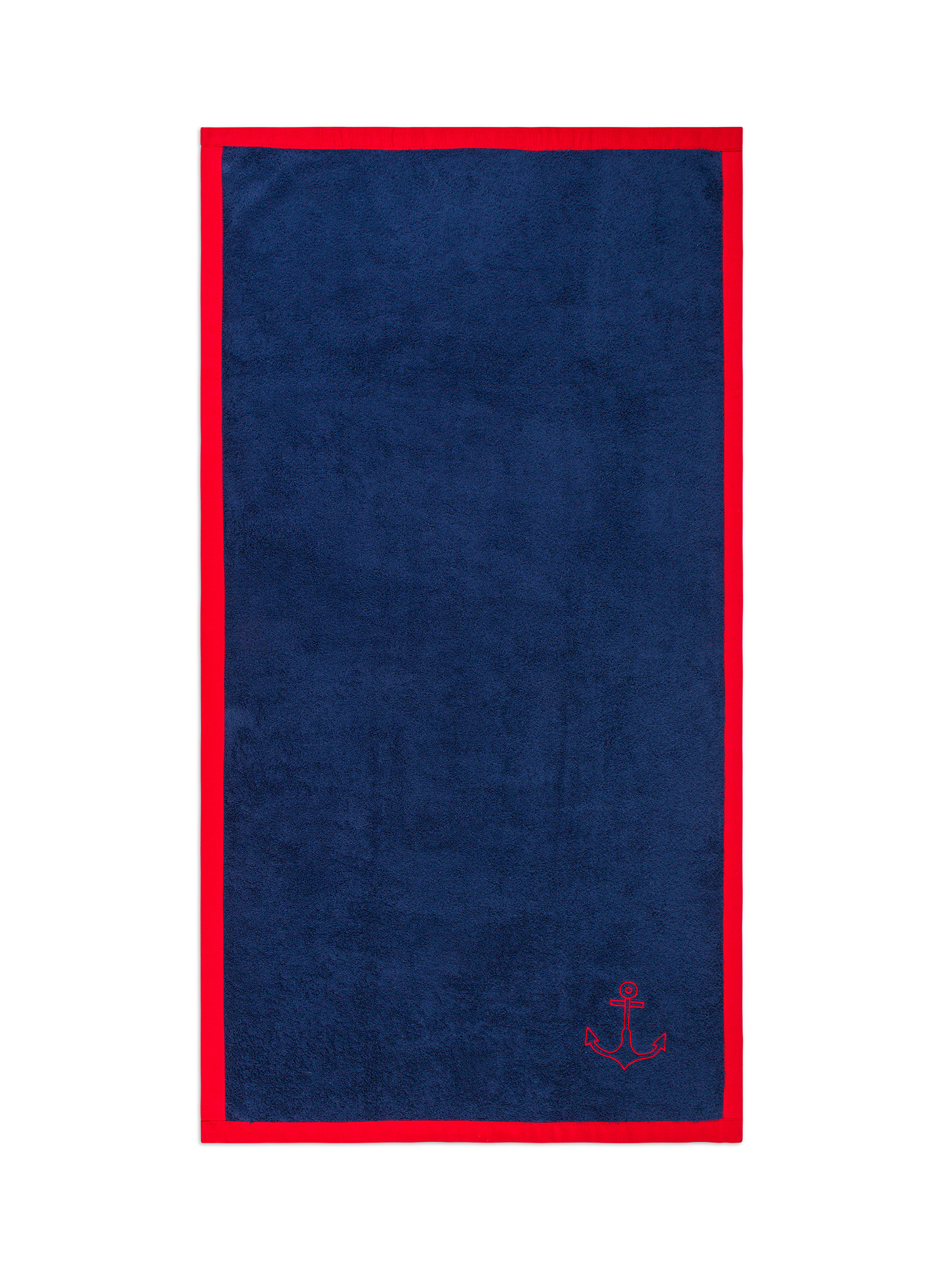 Cotton terry beach towel with anchor embroidery, Blue, large image number 0