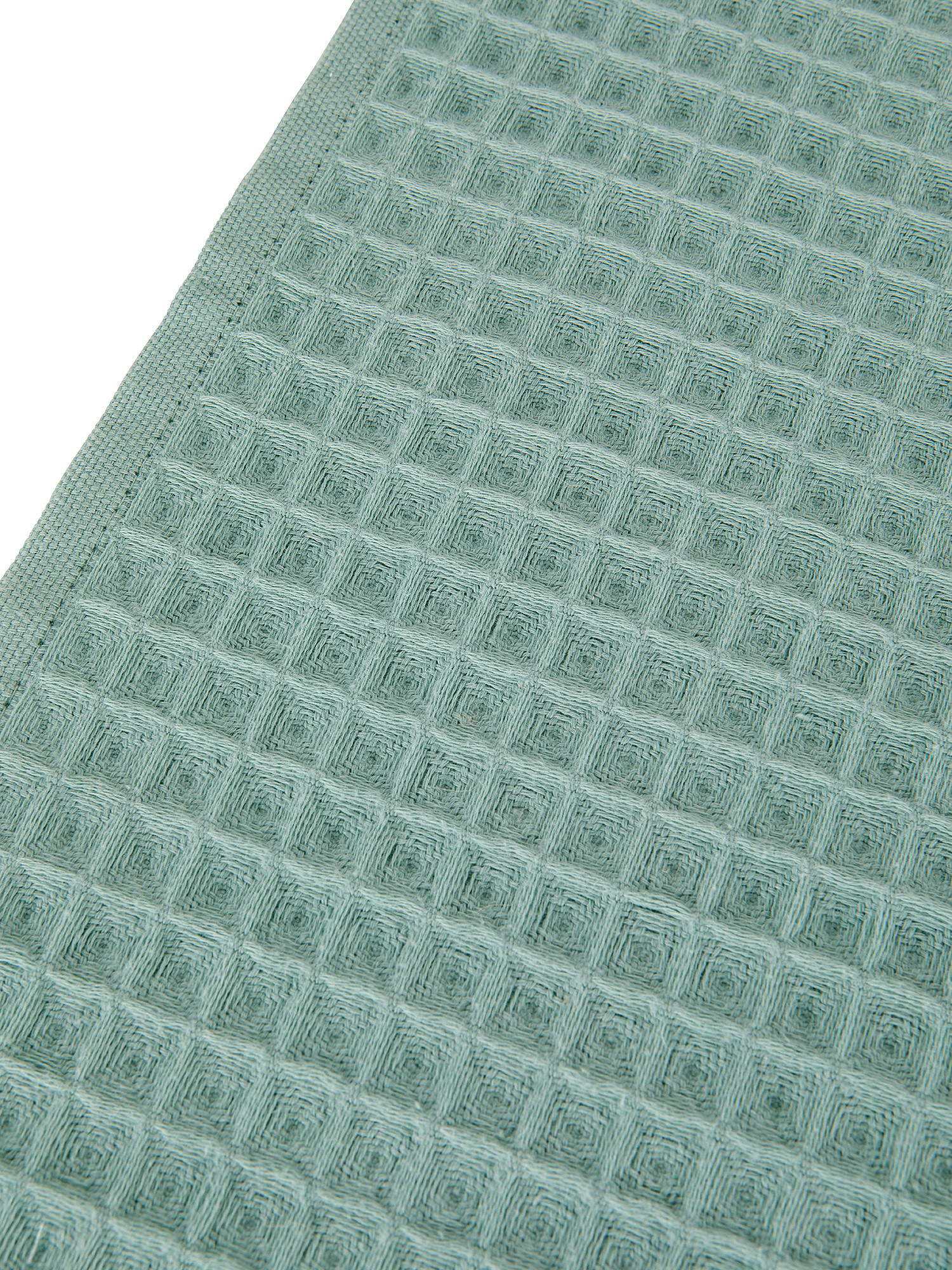 Set 2 asciugamani puro cotone nido d'ape tinta unita, Verde, large image number 2