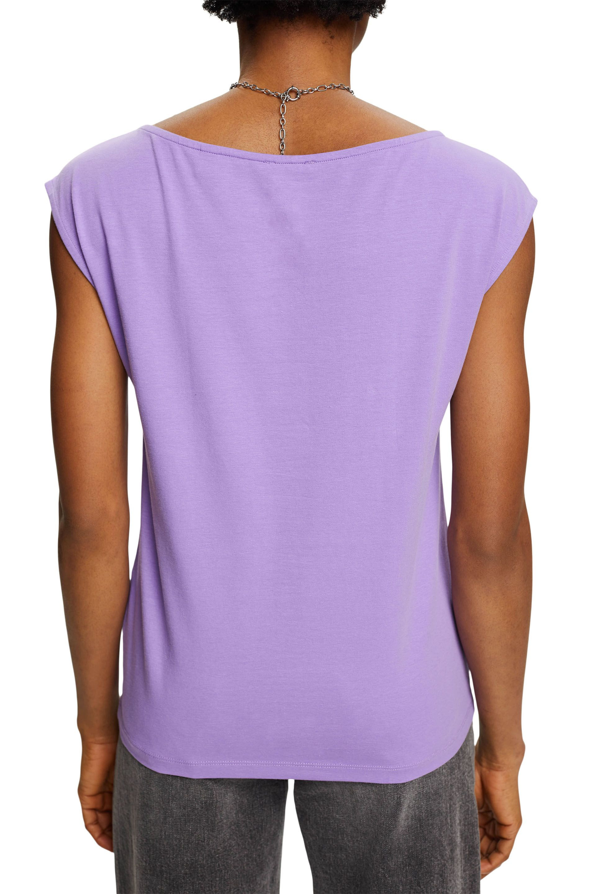 Esprit - T-shirt in cotone elasticizzato, Viola lilla, large image number 3