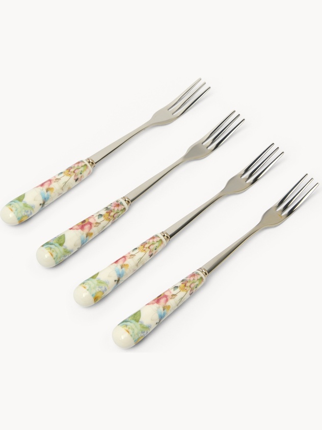 Set of 4 New bone china forks with spring motif