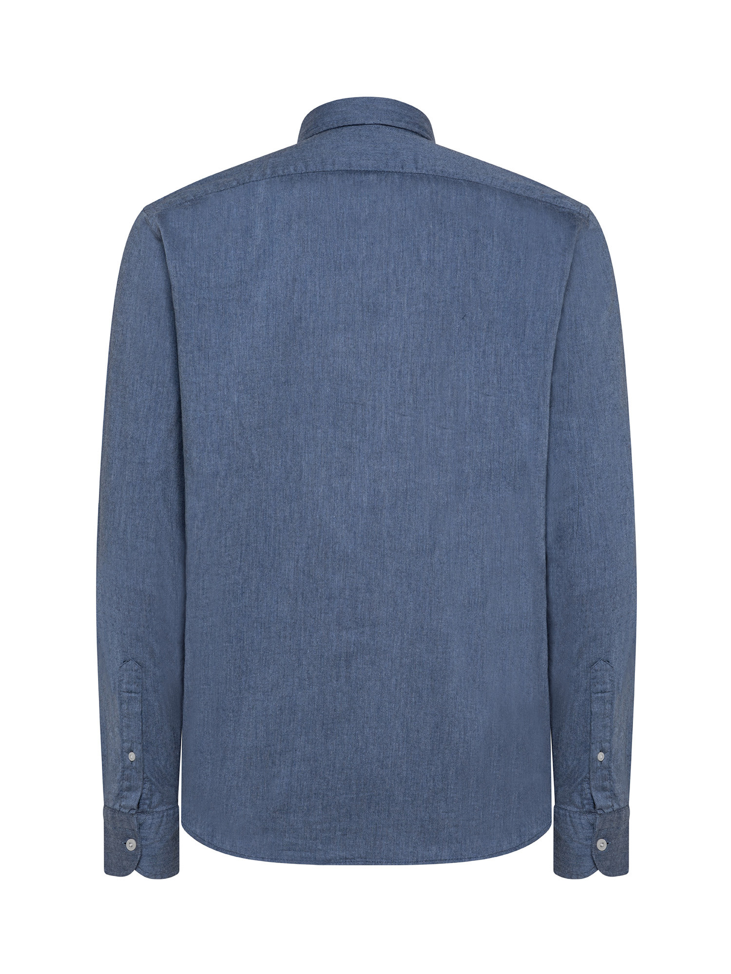 Camicia tailor fit in morbida flanella di cotone organico, Blu, large image number 1