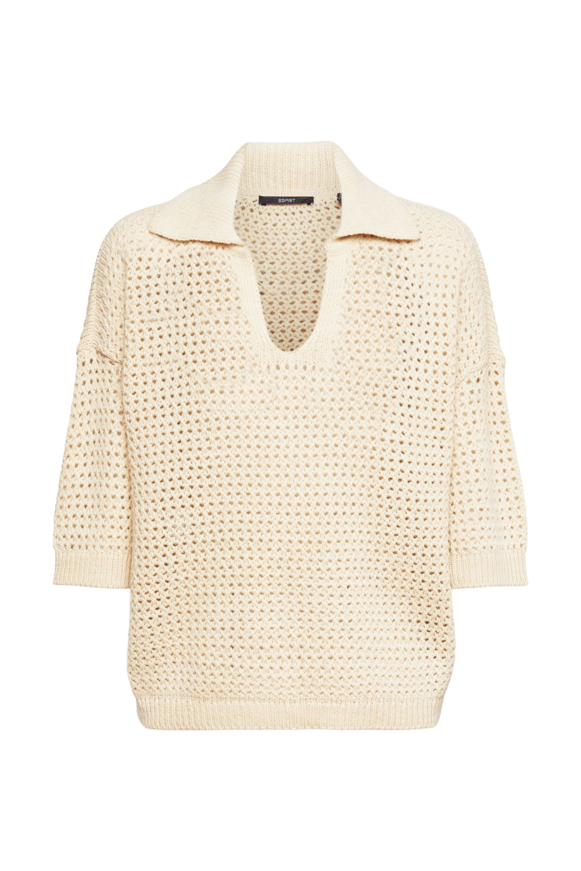 Pullover in structured mesh, Beige, large image number 0