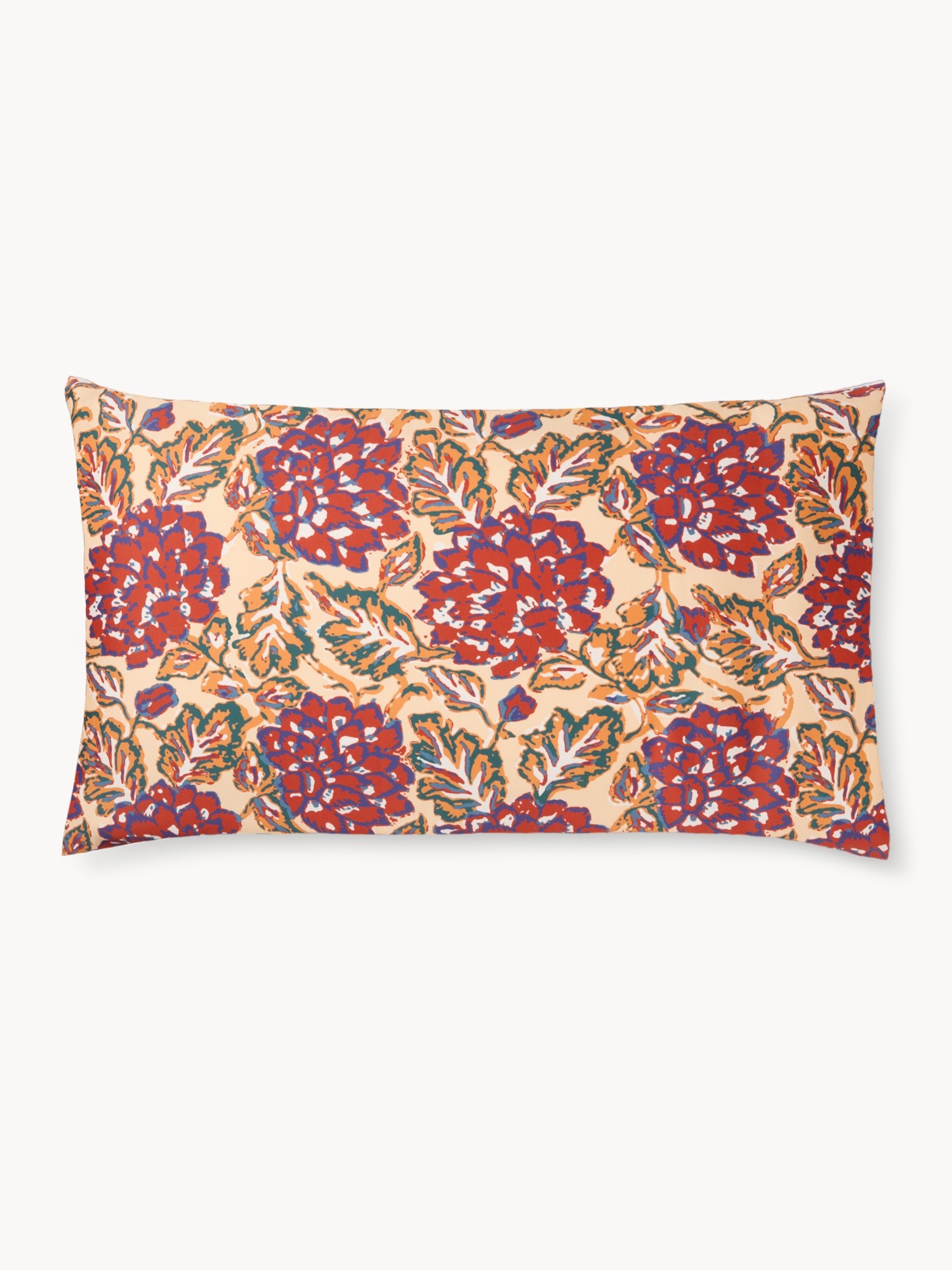 Rose-patterned cotton sateen pillowcase, Red, large image number 1
