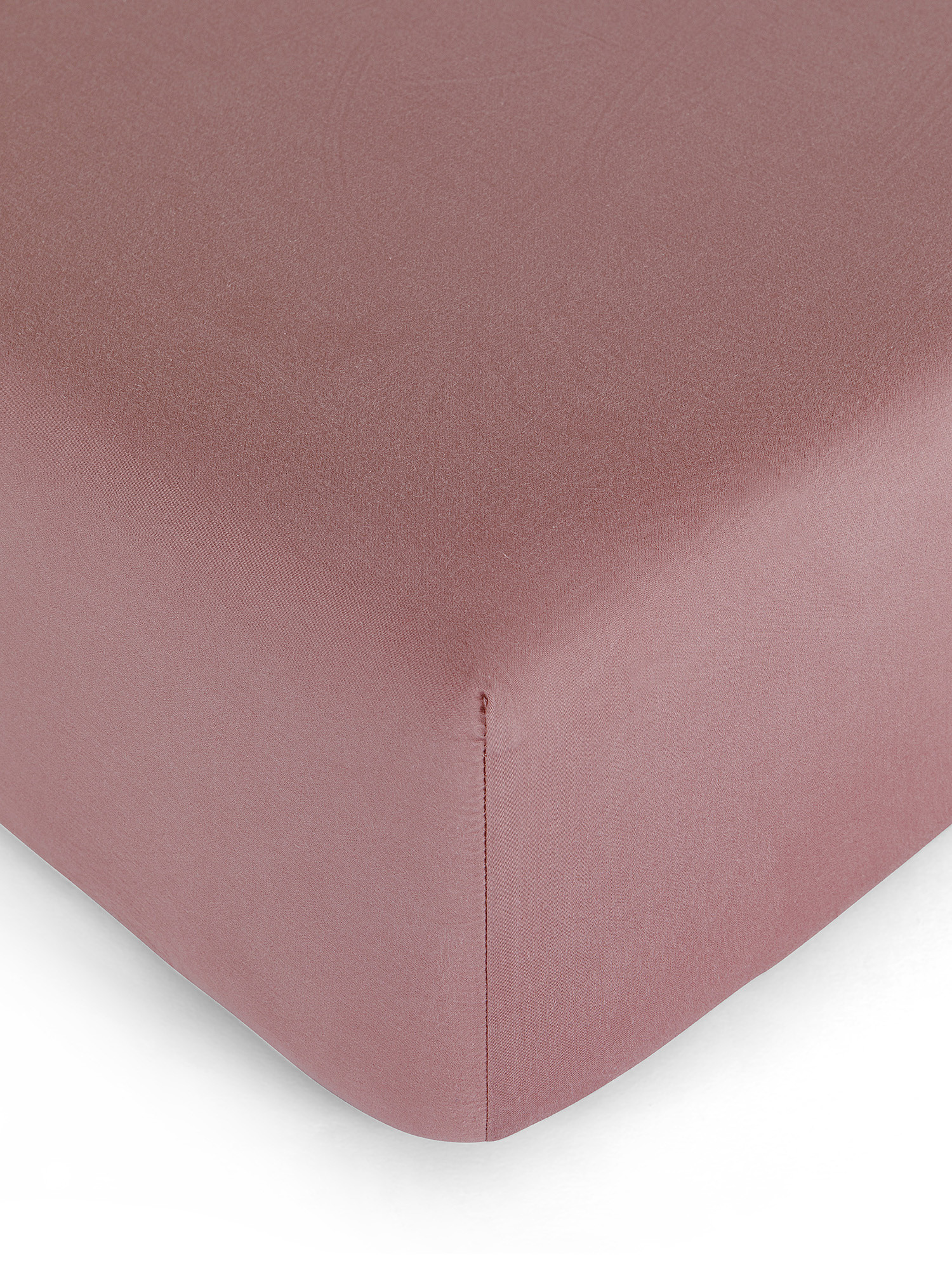 Zefiro solid color cotton satin fitted sheet, Dark Pink, large image number 0
