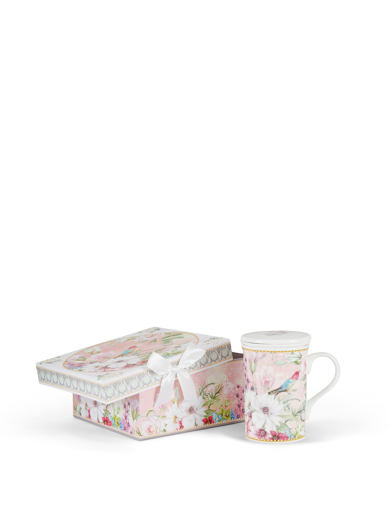 New bone china tea pot with bird motif, Pink, large image number 0