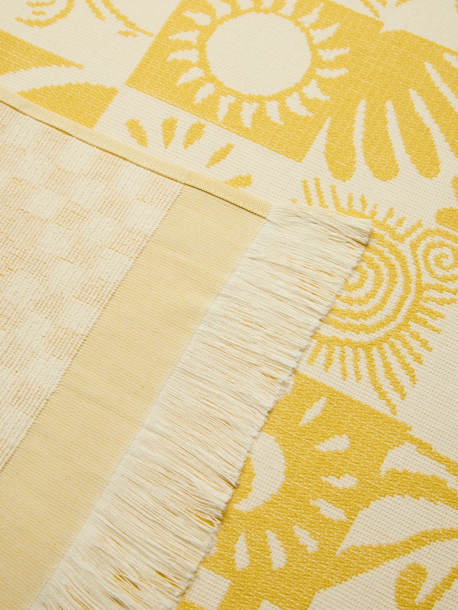 Fringed Cotton Hammam Beach Towel - Introductory Price, Bianco/Giallo, large image number 1