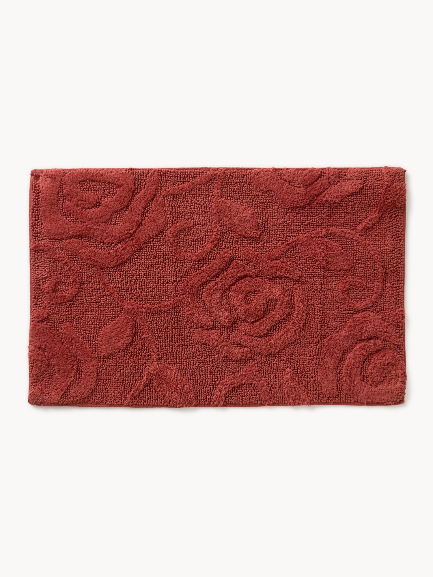Tappeto bagno in cotone con lavorazione jacquard, Rosso mattone, large image number 0