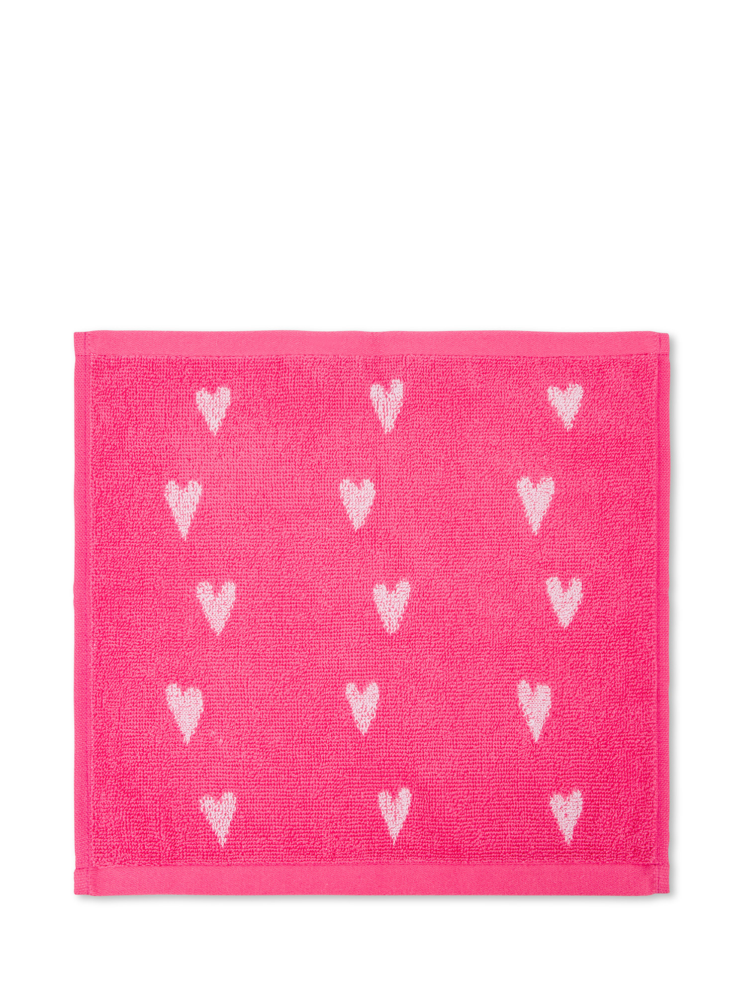 Set of 3 cotton terry washcloths with little hearts motif, Pink, large image number 1