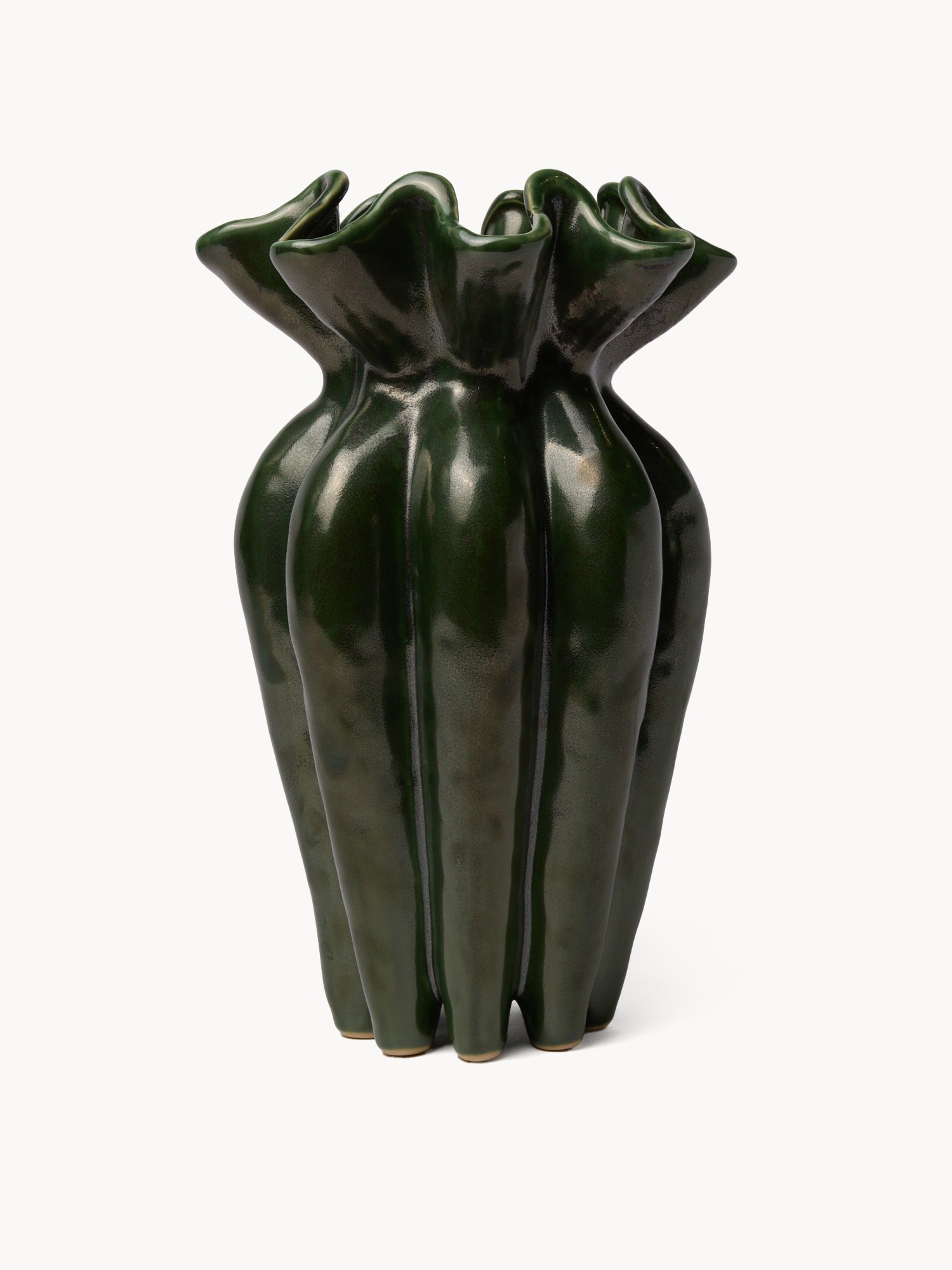 Organically shaped ceramic vase, Green, large image number 0