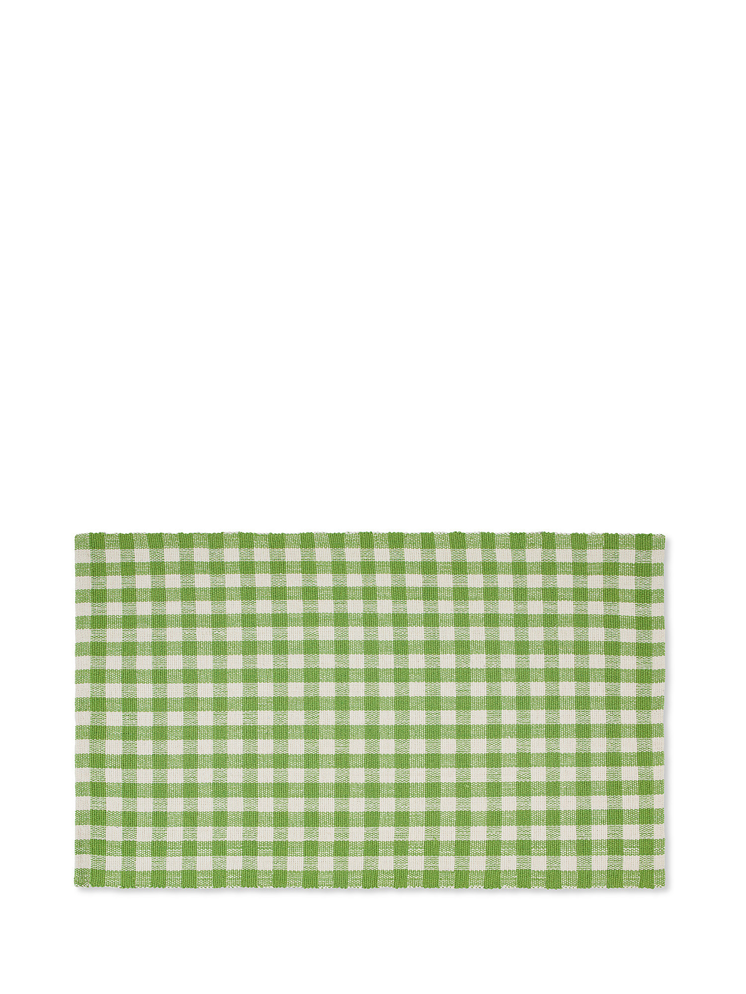 Gingham pattern woven cotton kitchen rug, Green, large image number 0