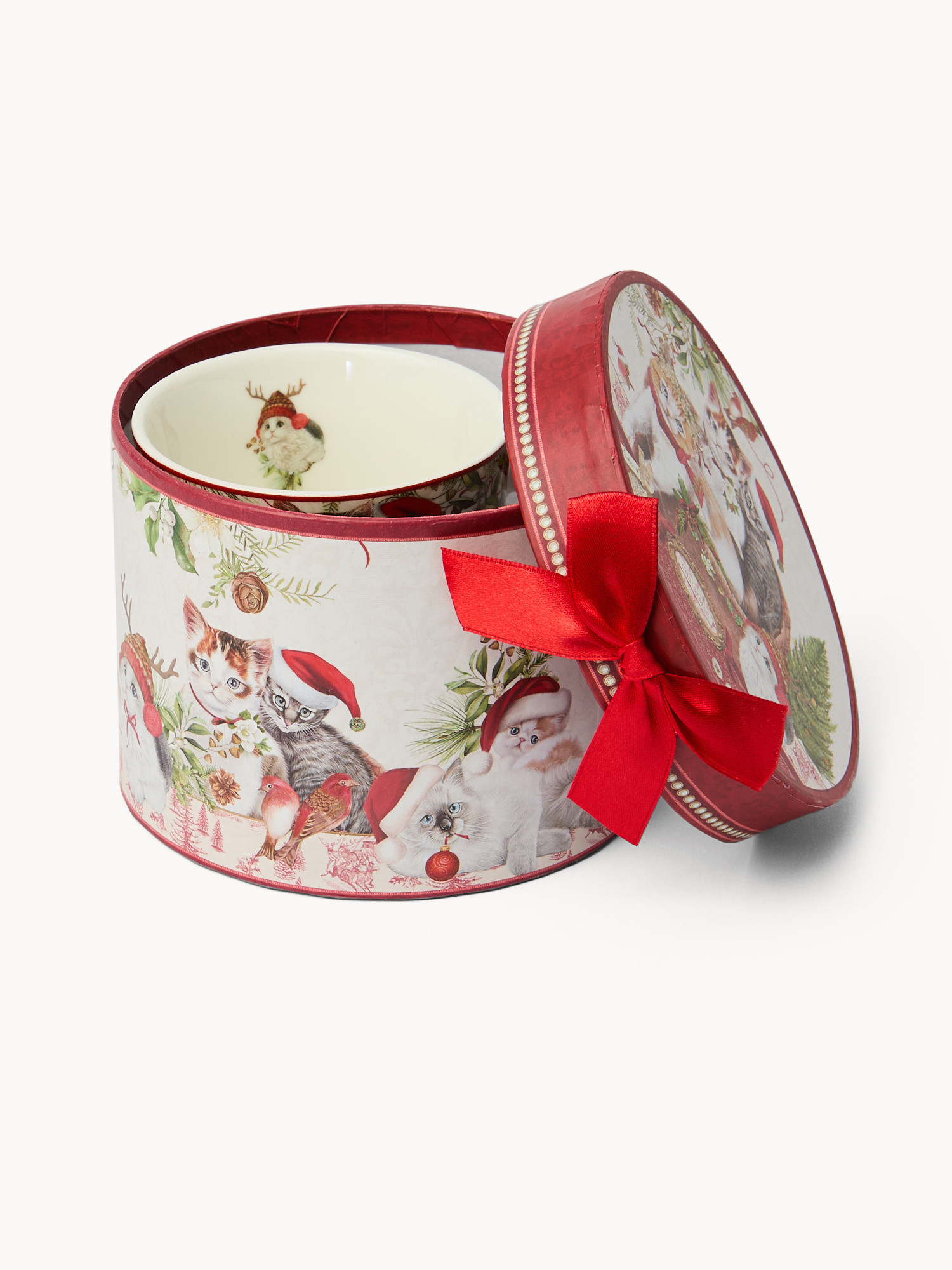 Vintage cat-shaped New Bone China mug, Red, large image number 1