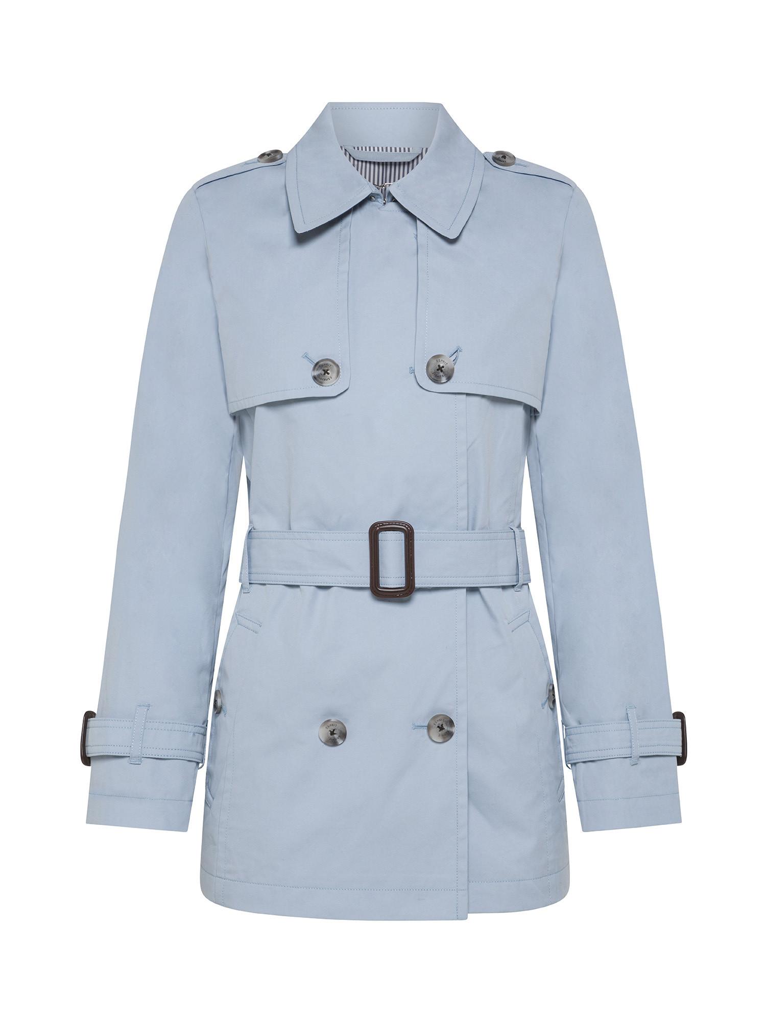 Esprit - Short trench coat with belt, Light Blue, large image number 0