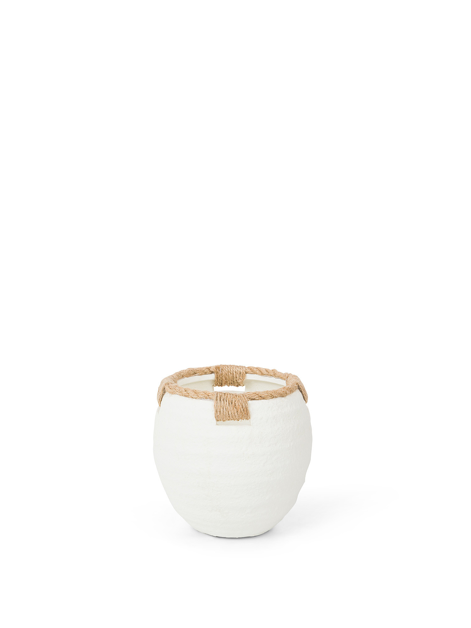 Round terracotta vase, White, large image number 0
