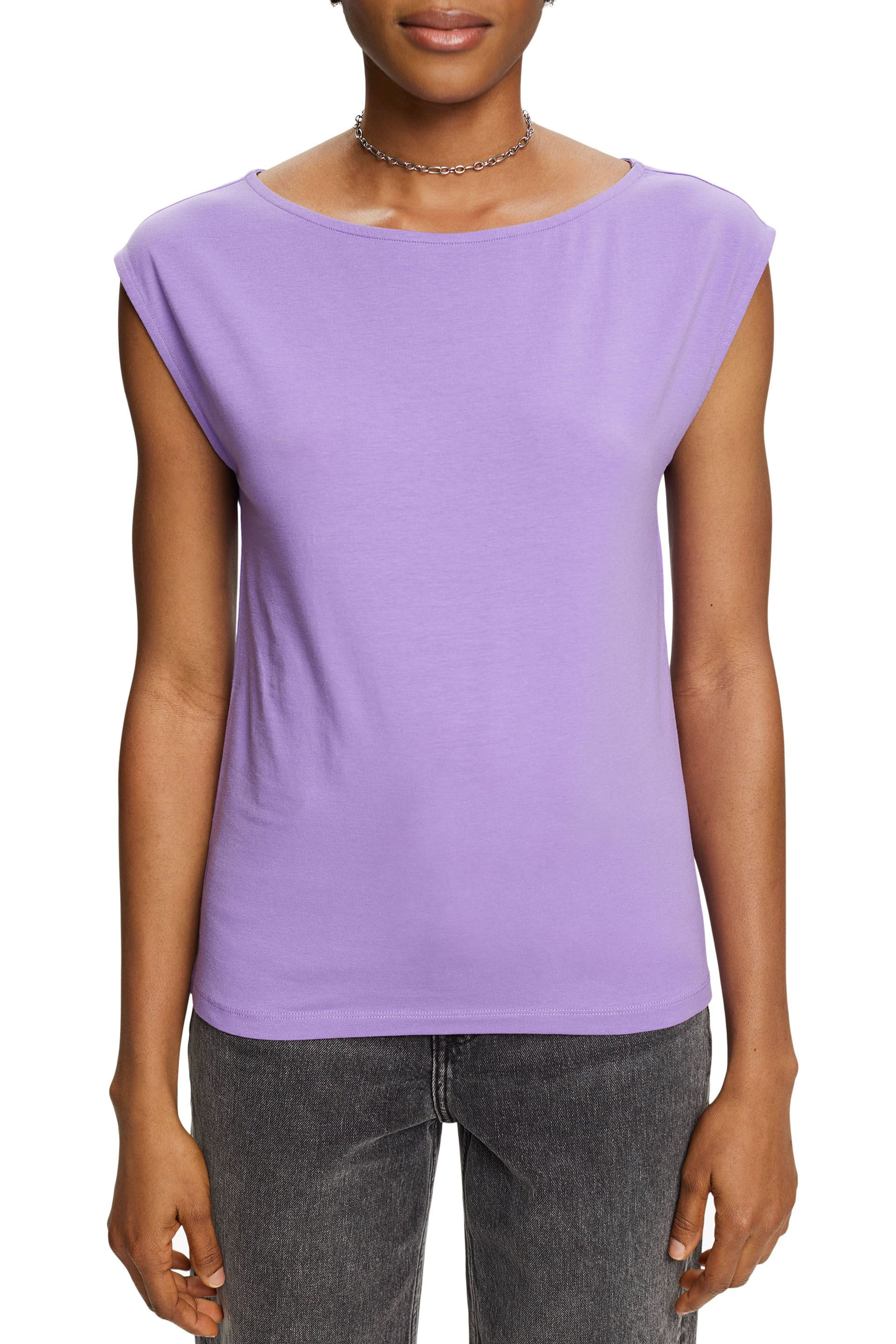 Esprit - T-shirt in cotone elasticizzato, Viola lilla, large image number 2