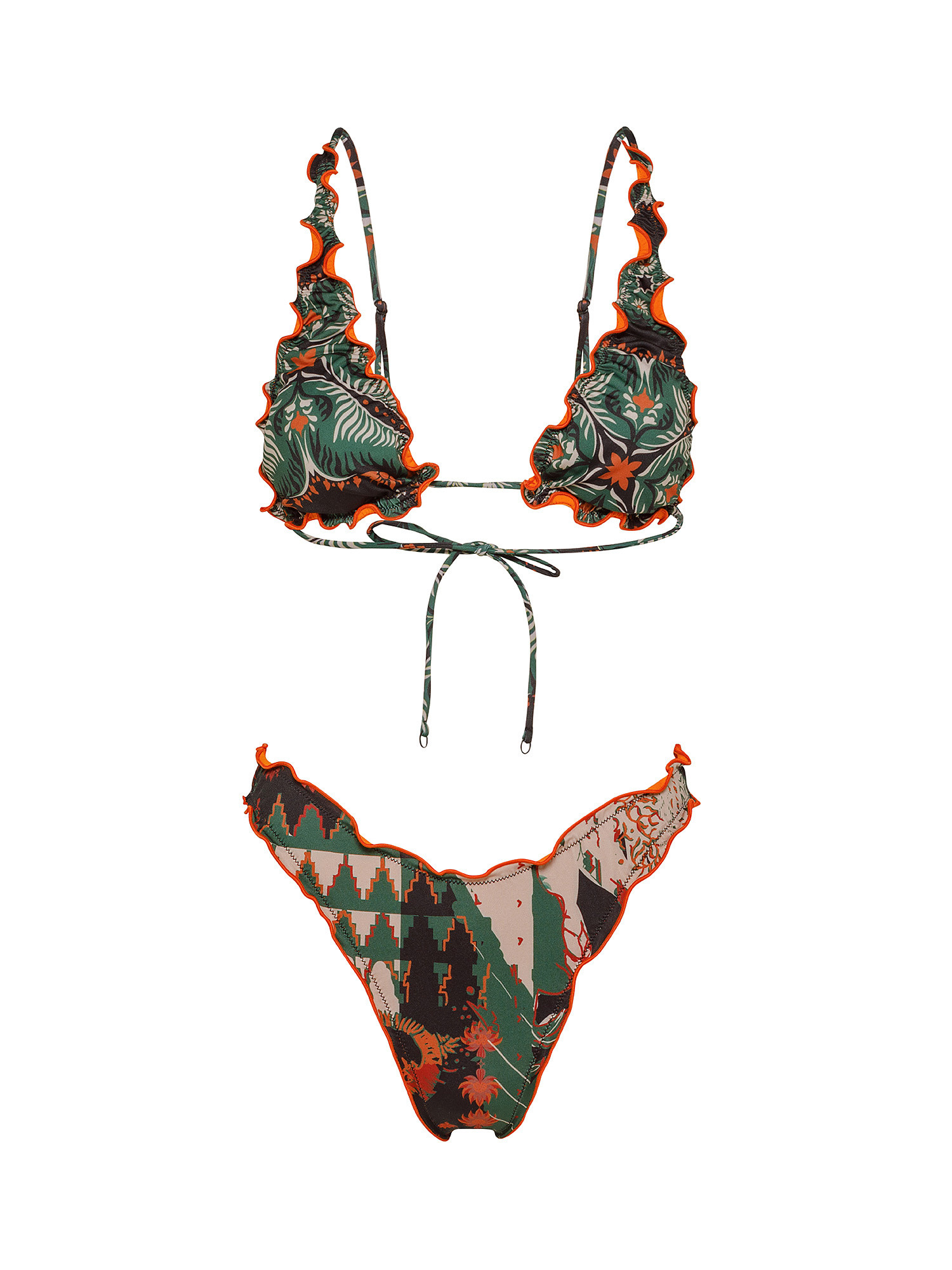 Bikini triangolo alto con slip americano fisso, Multicolor, large image number 0